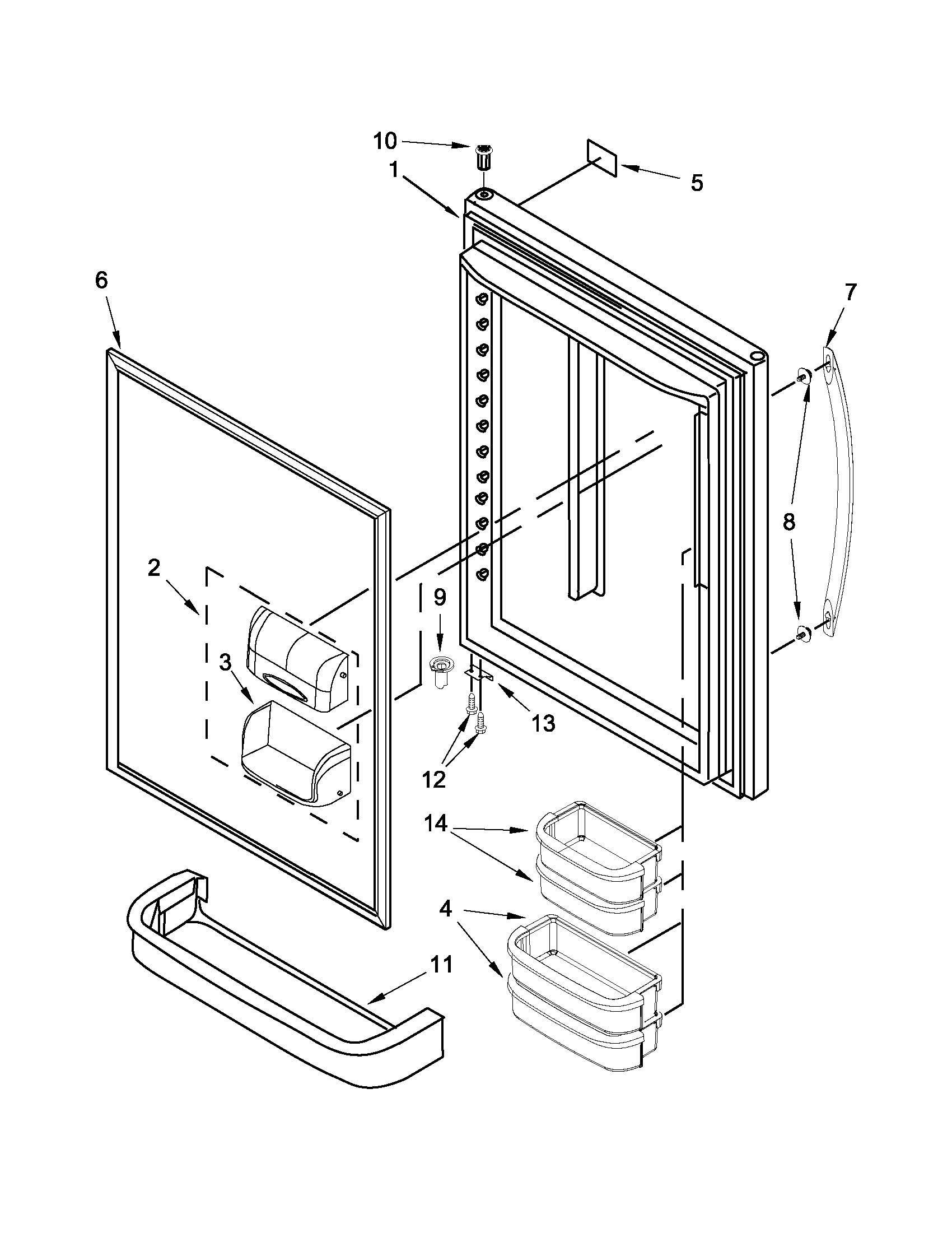 Whirlpool GB9FHDXWS08 refrigerator door diagram