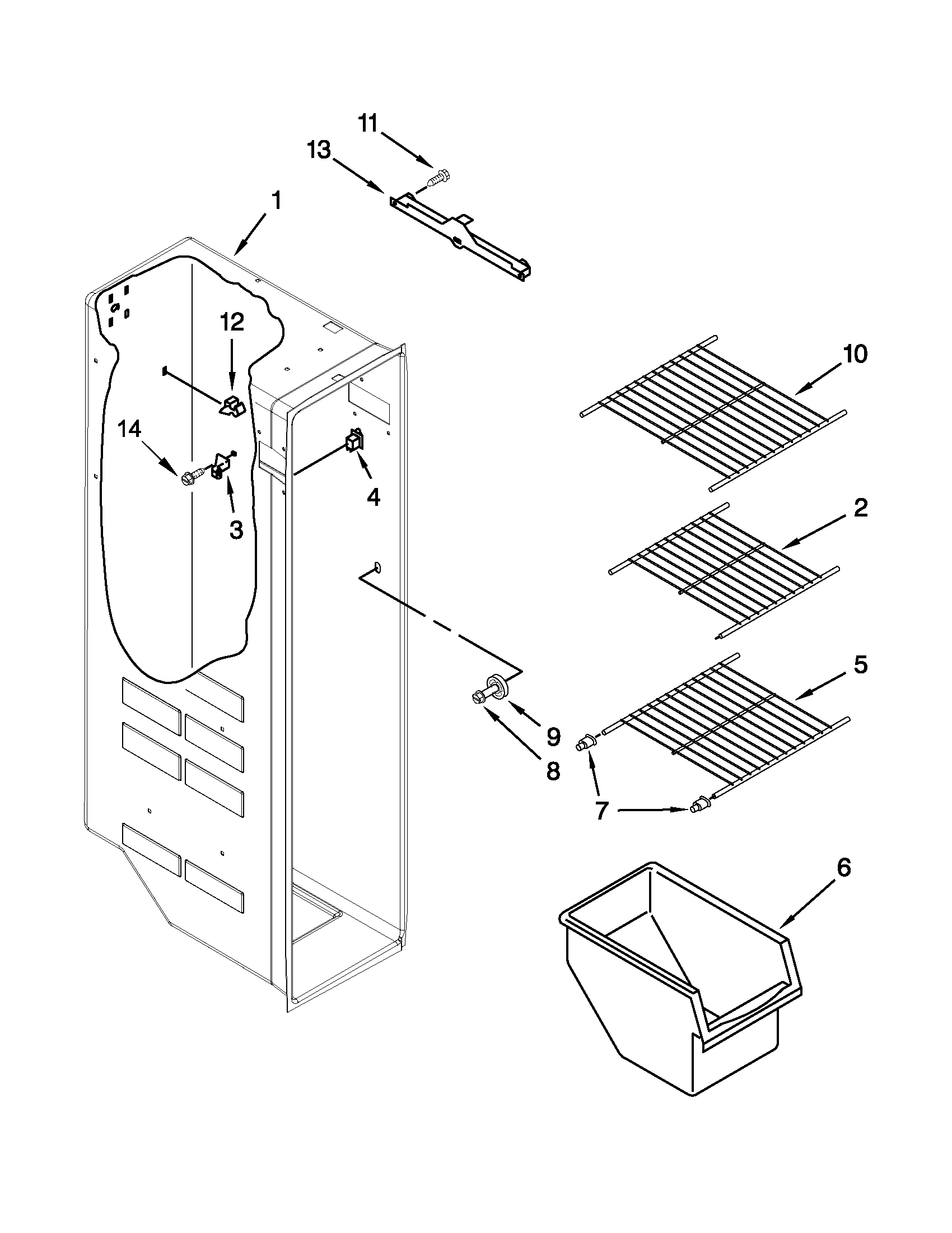 Ikea ISF25D2XBM00 freezer liner parts diagram