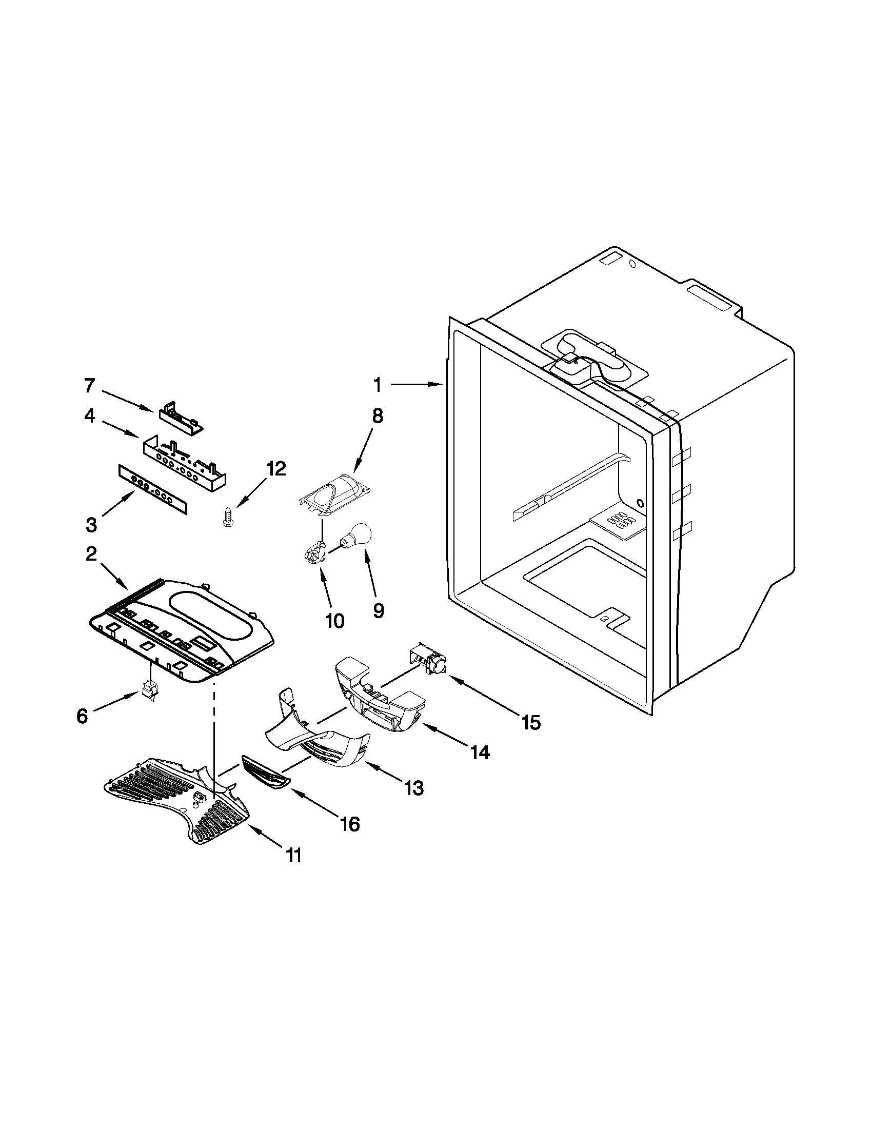 Inglis ITB19440Q03 refrigerator liner parts diagram