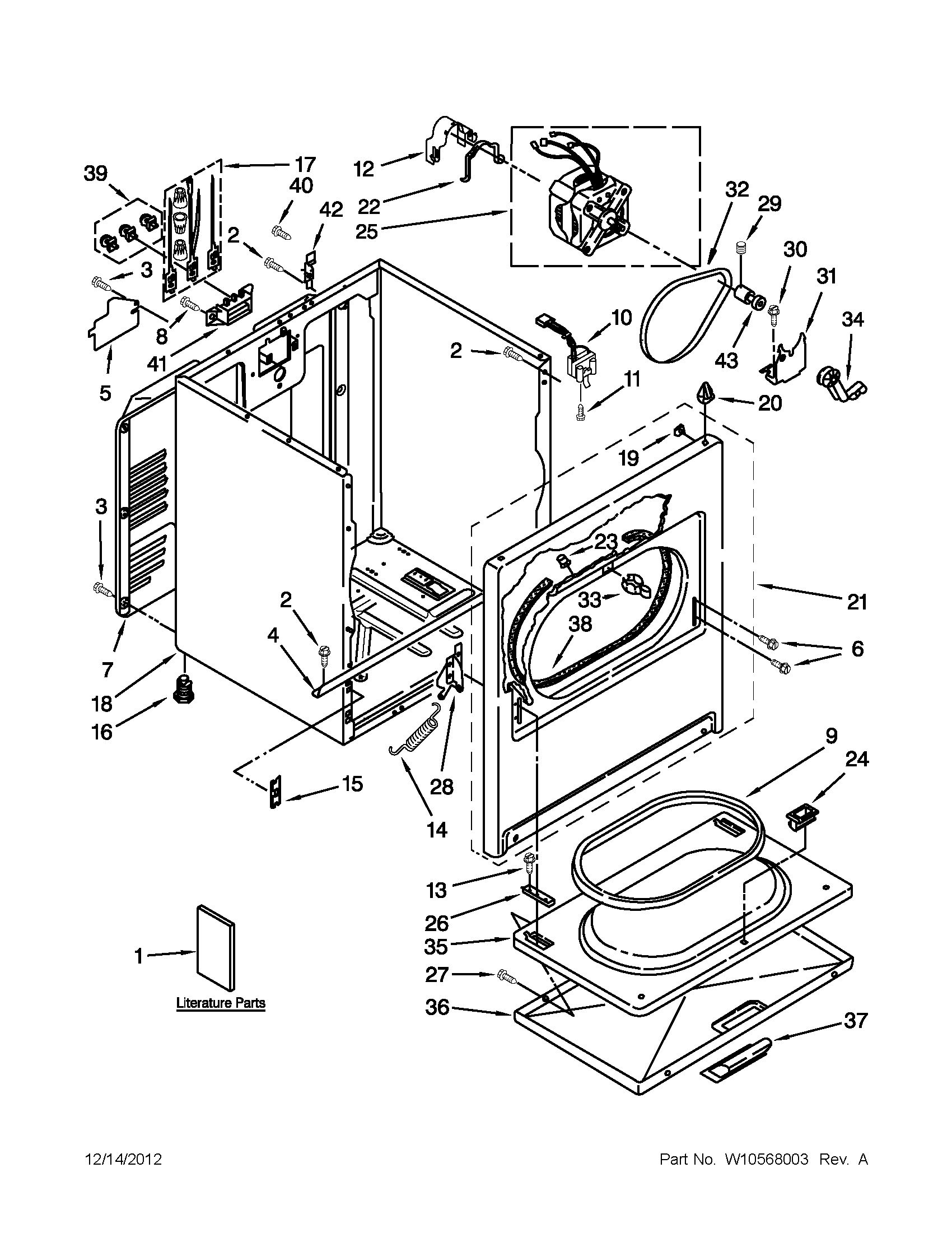 Whirlpool 4GWED4900YQ1 cabinet parts diagram