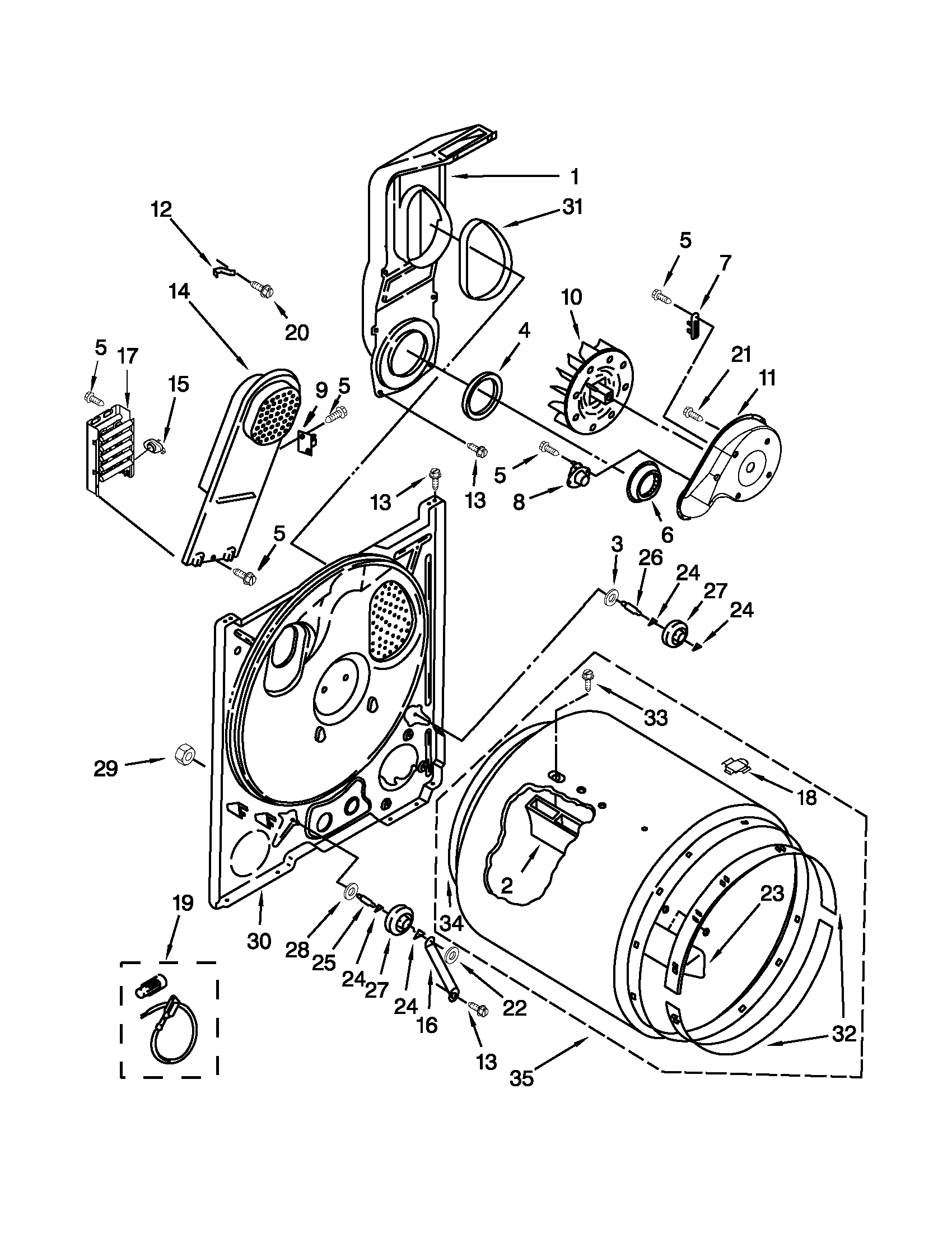 Whirlpool 4GWED4900YQ1 bulkhead parts diagram
