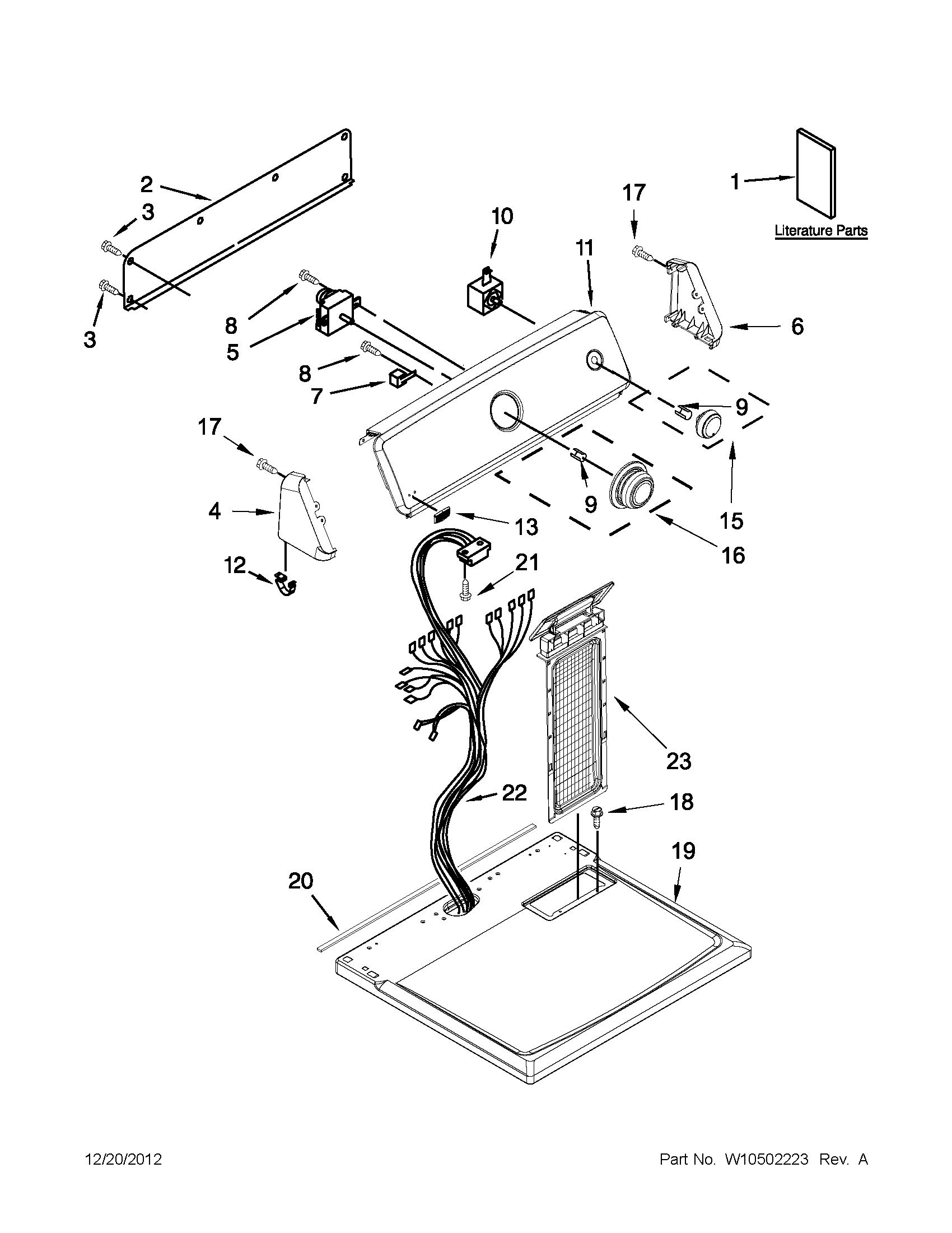 Maytag 4GMEDC100YQ0 top and console parts diagram