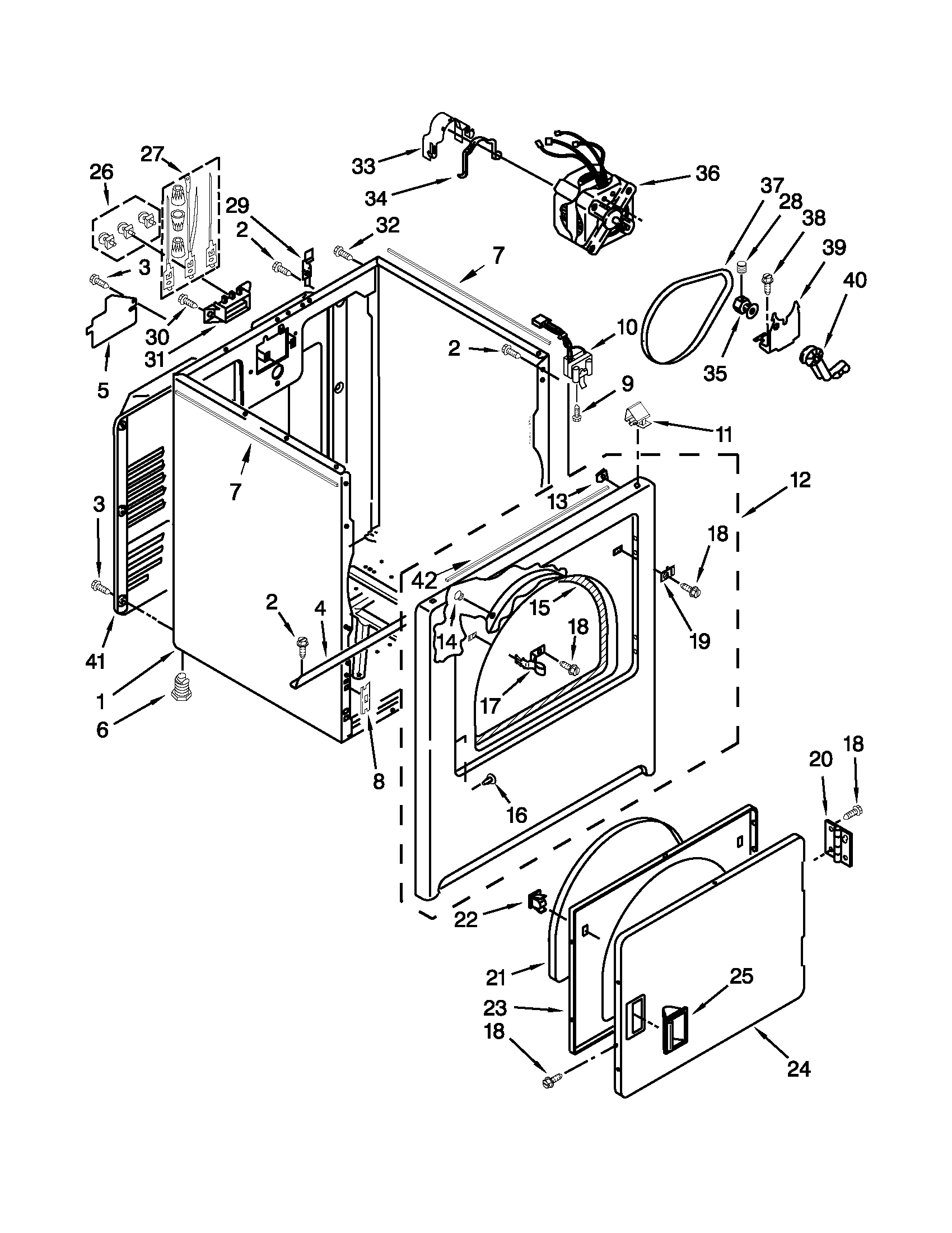 Maytag 4GMEDC100YQ0 cabinet parts diagram