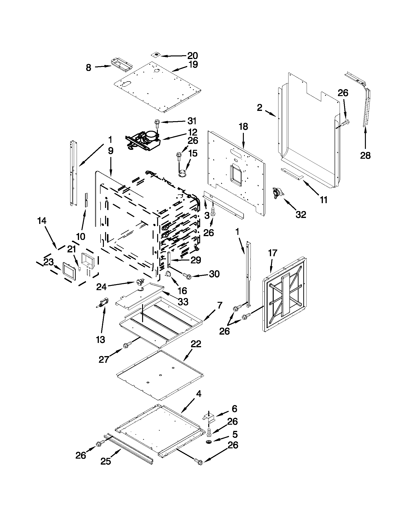 Jenn-Air JJW2830WS02 lower oven parts diagram
