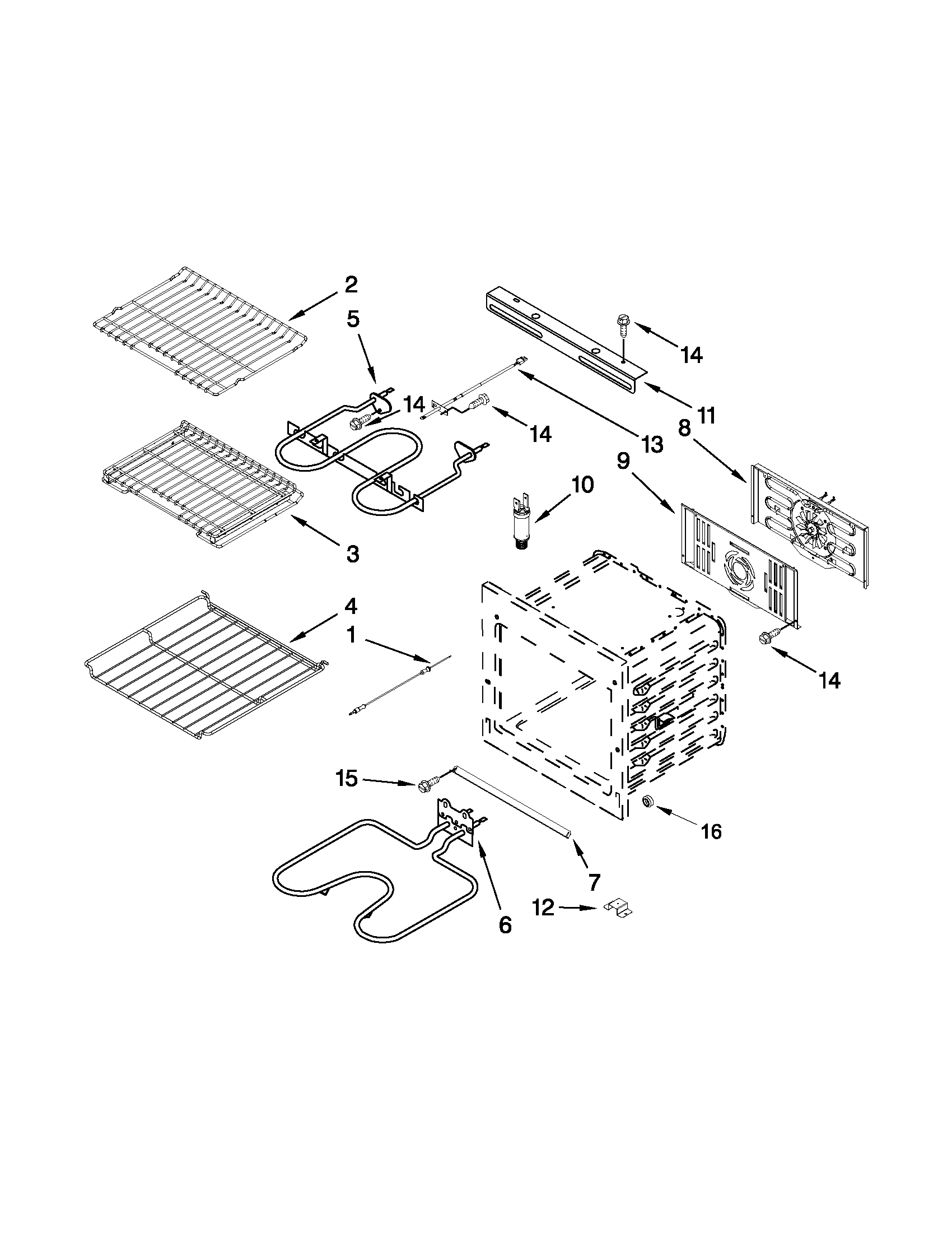 Jenn-Air JJW2830WS02 internal oven parts diagram