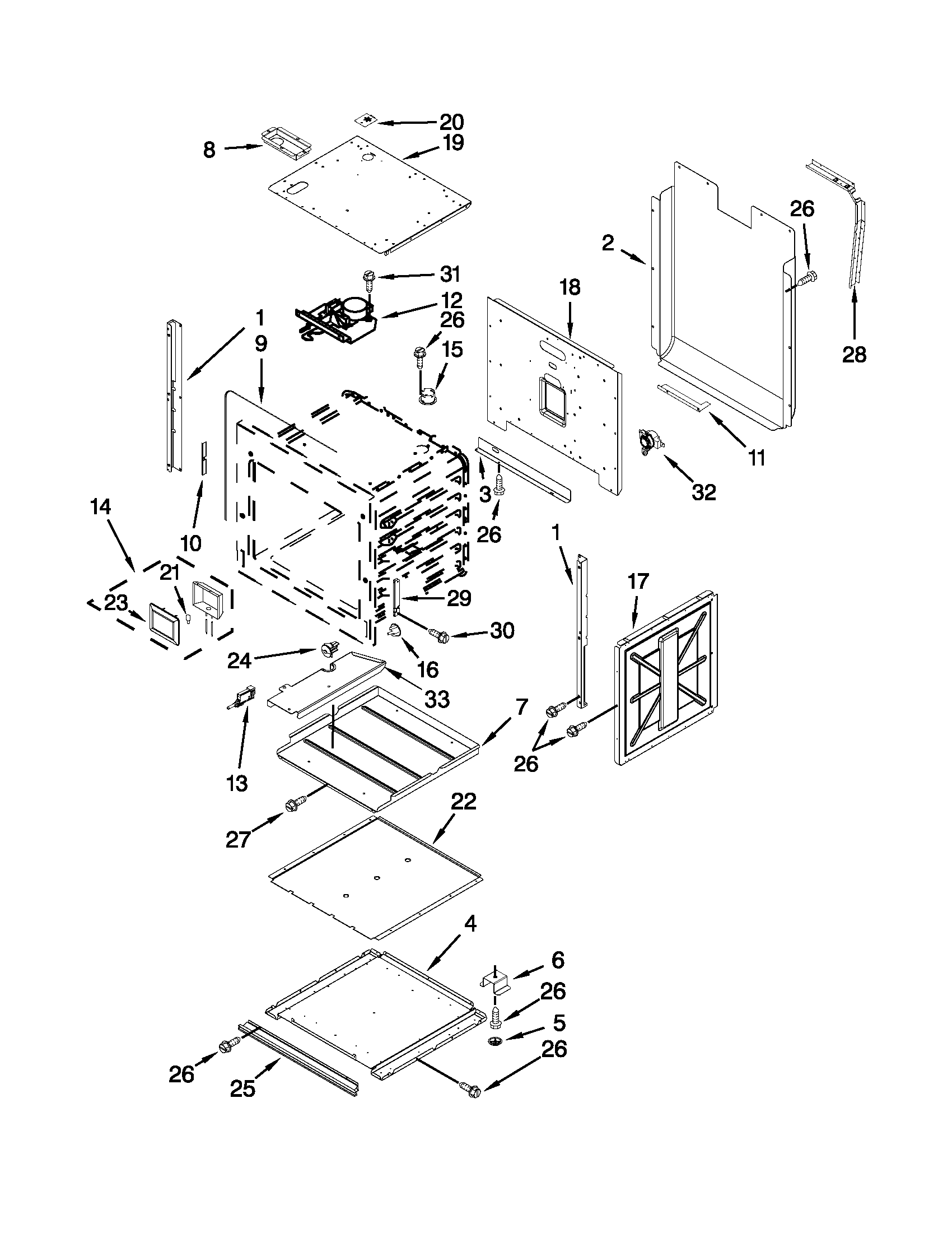 Jenn-Air JJW2830WP02 lower oven parts diagram