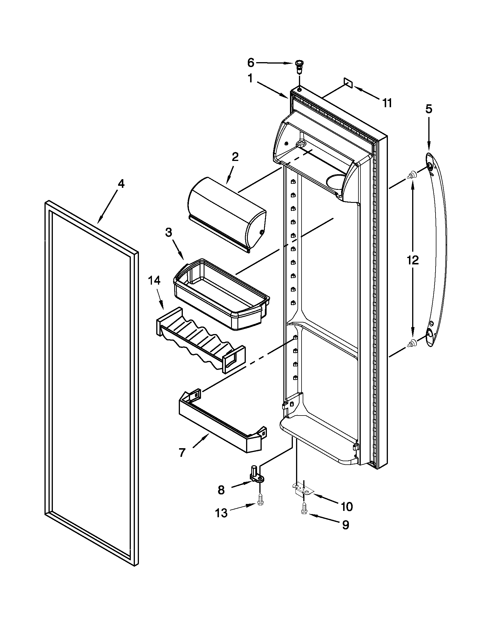 Whirlpool WRS346FIAM00 refrigerator door diagram