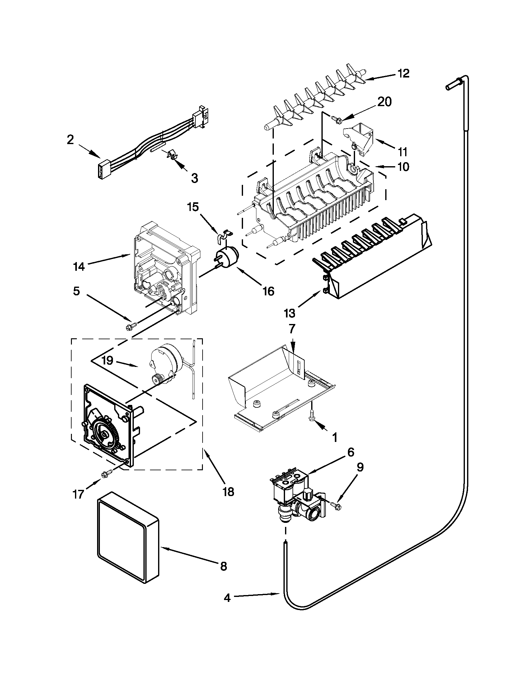 Whirlpool WRS346FIAM00 icemaker parts diagram