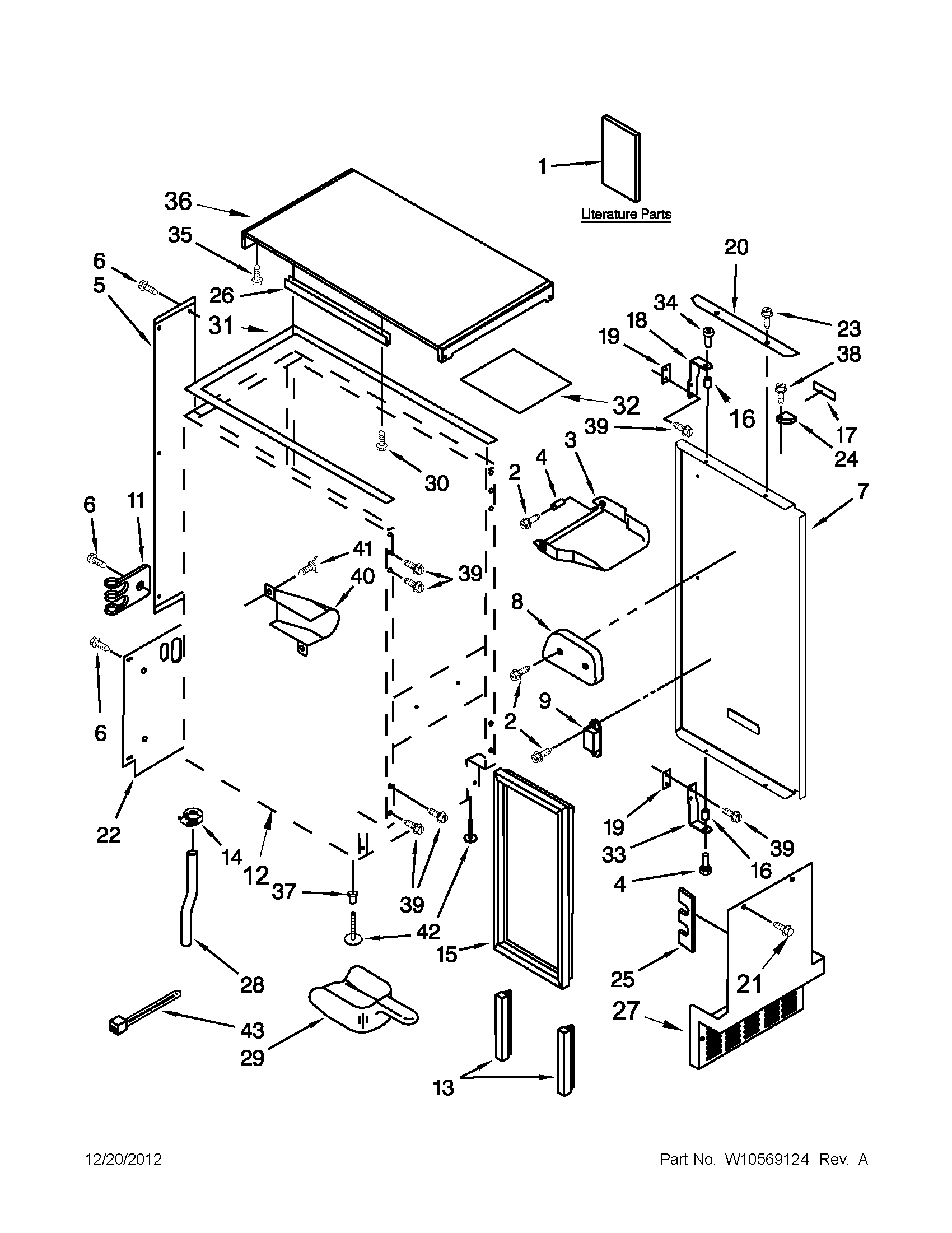 KitchenAid KUIC15NRXS2 cabinet liner and door parts diagram