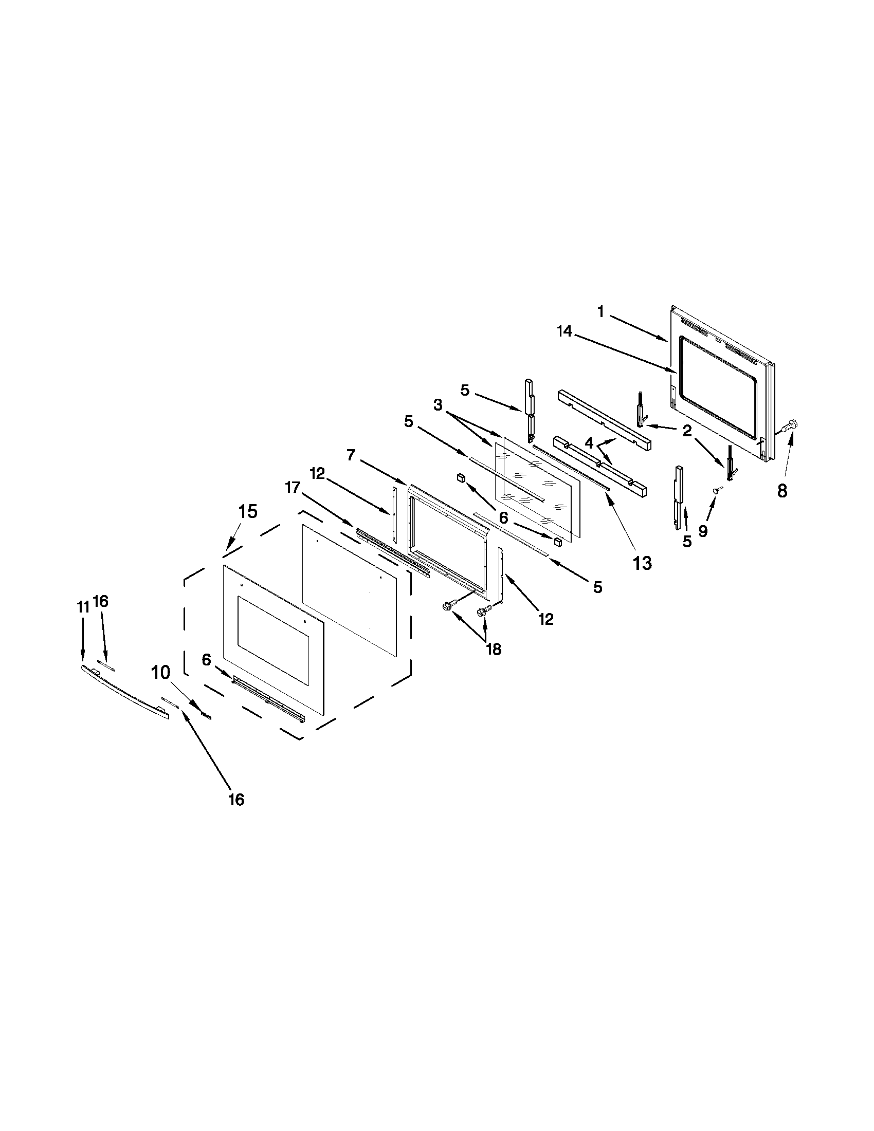 Jenn-Air JJW2727WS02 lower oven door diagram