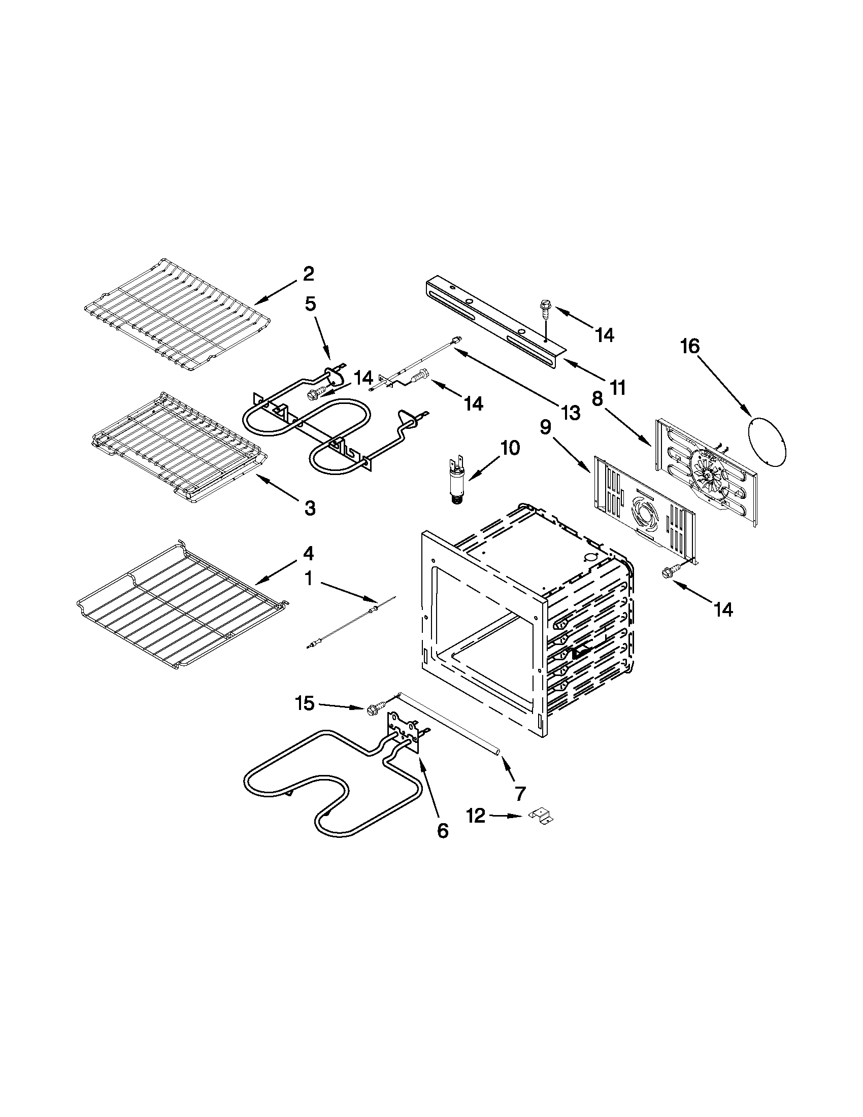 Jenn-Air JJW2727WS02 internal oven parts diagram