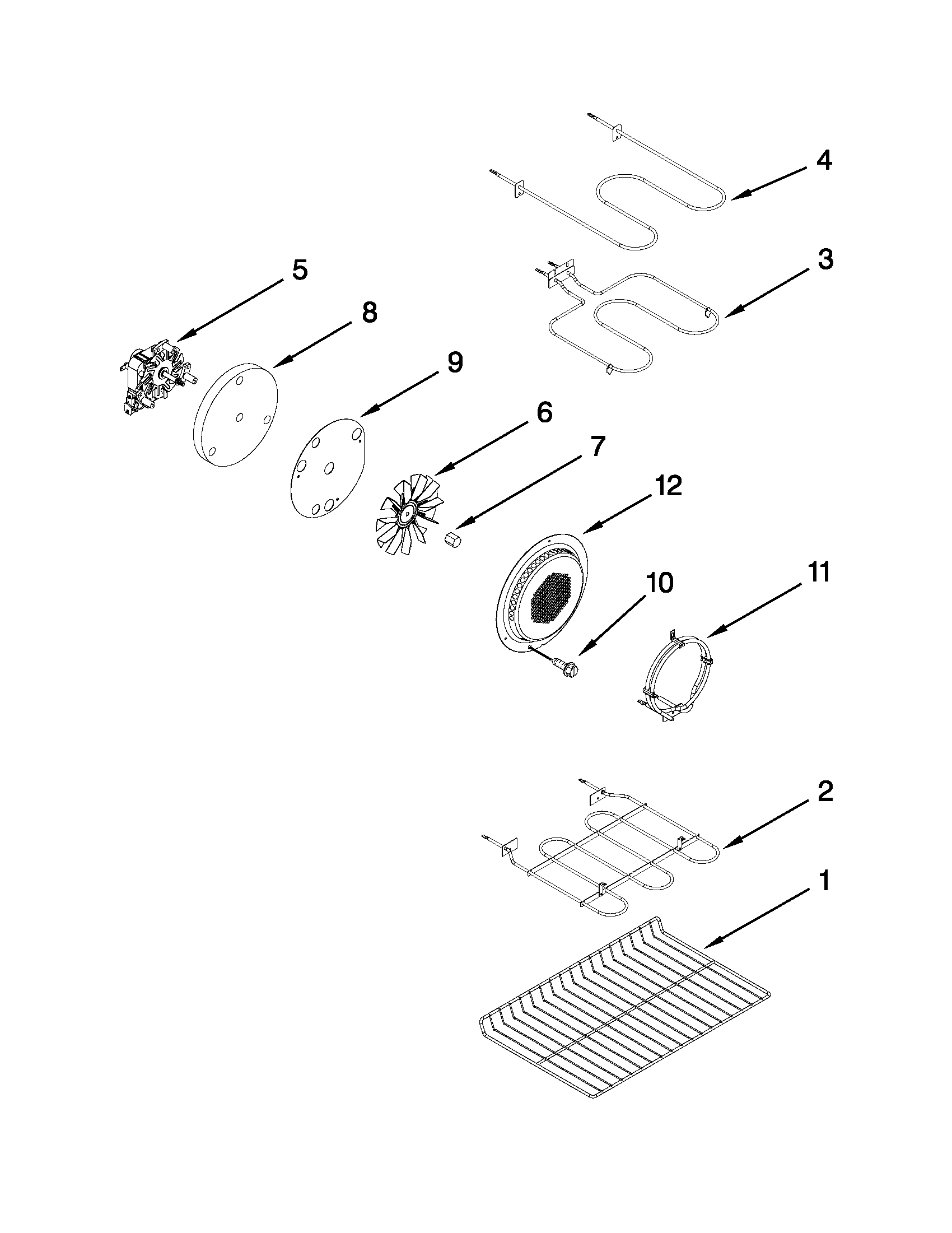 Whirlpool YGGE390LXS03 internal oven parts diagram