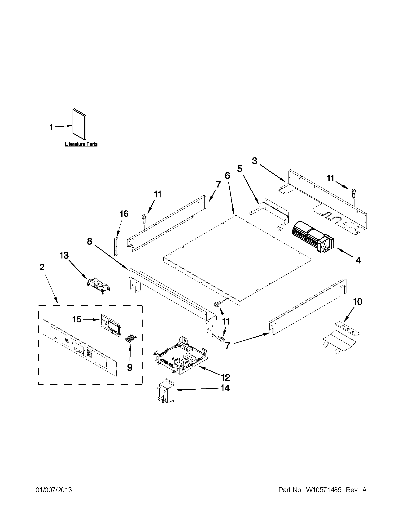 Jenn-Air JJW2527WS01 control panel parts diagram