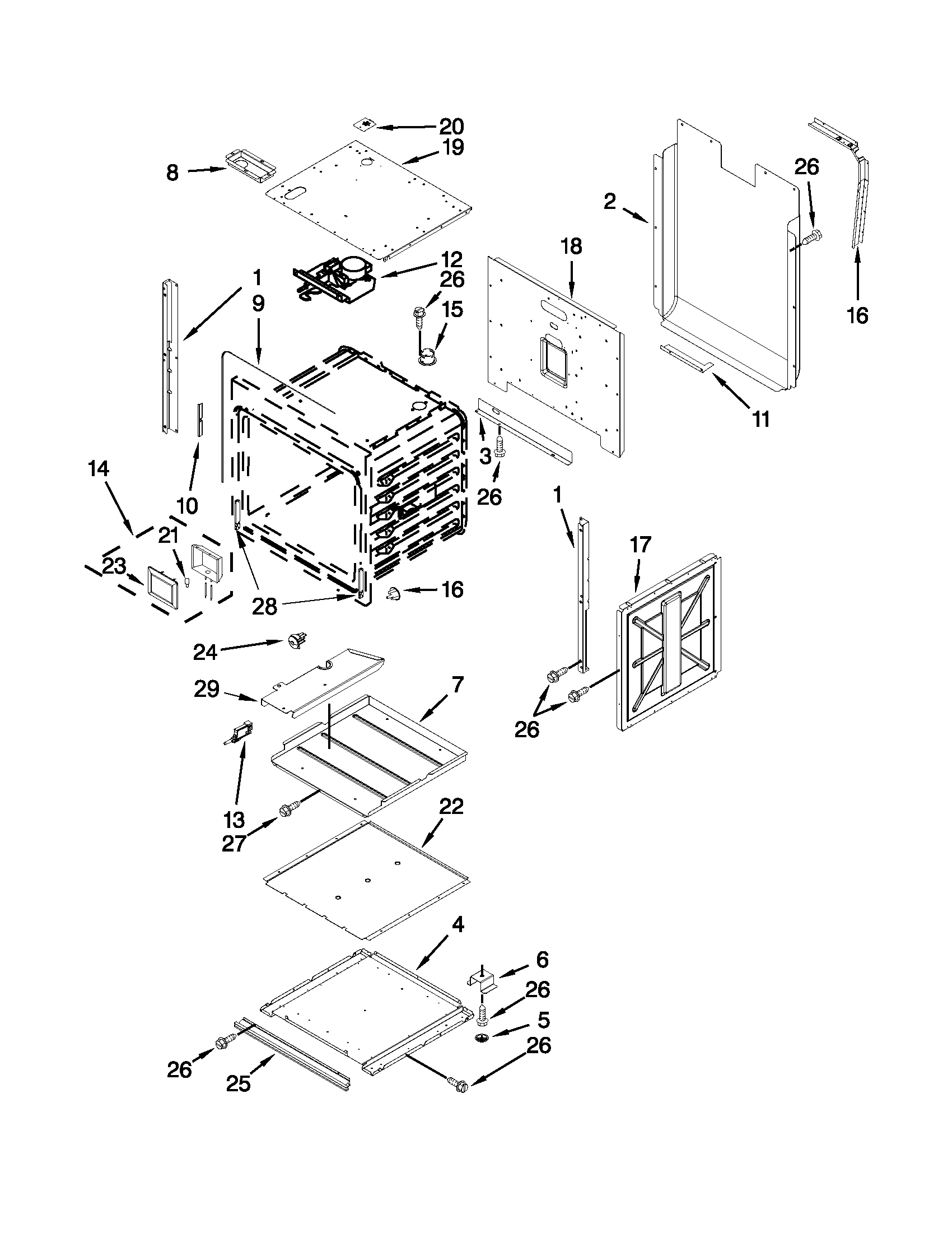 Jenn-Air JJW2527WS01 lower oven parts diagram