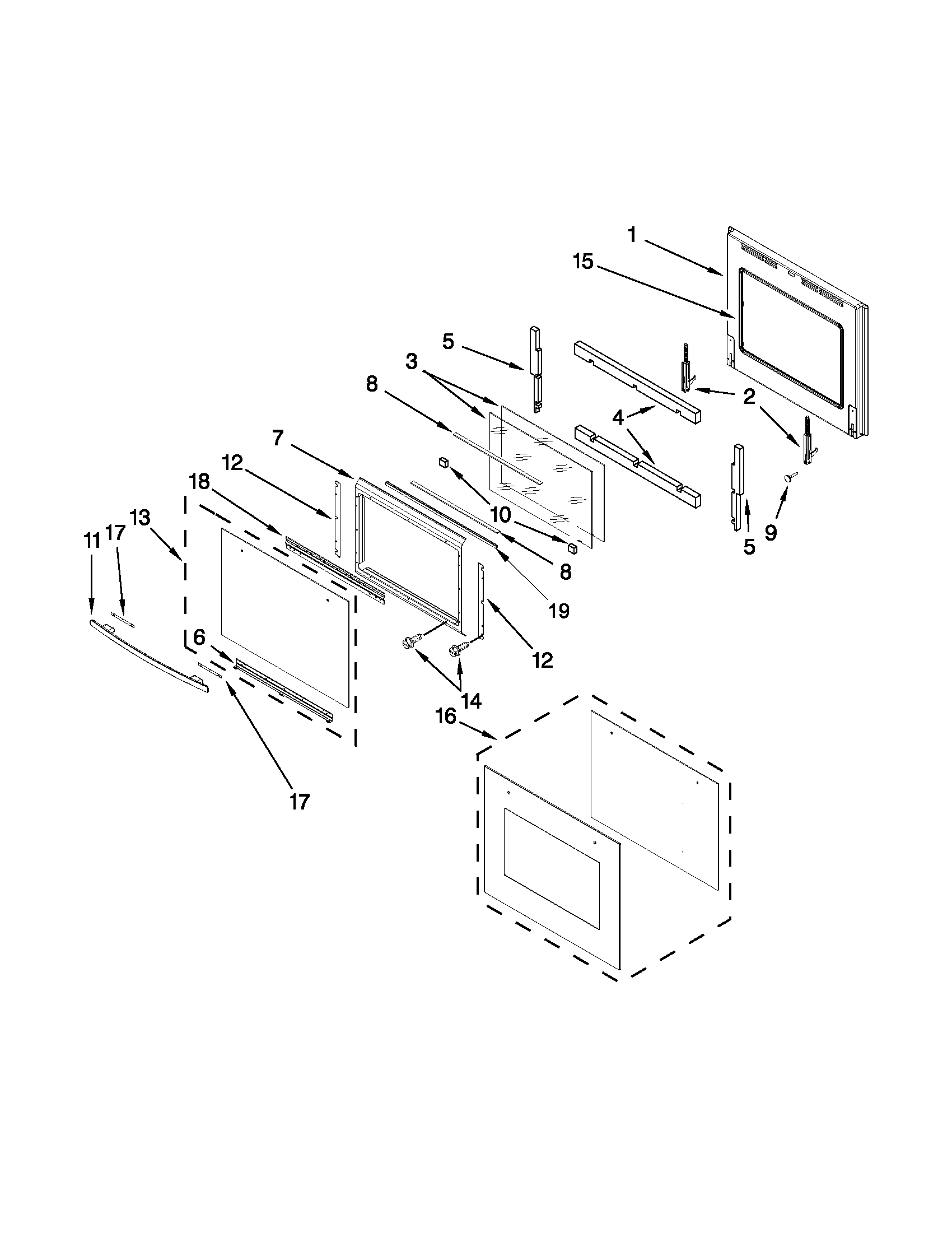 Jenn-Air JJW2527WS01 upper oven door diagram