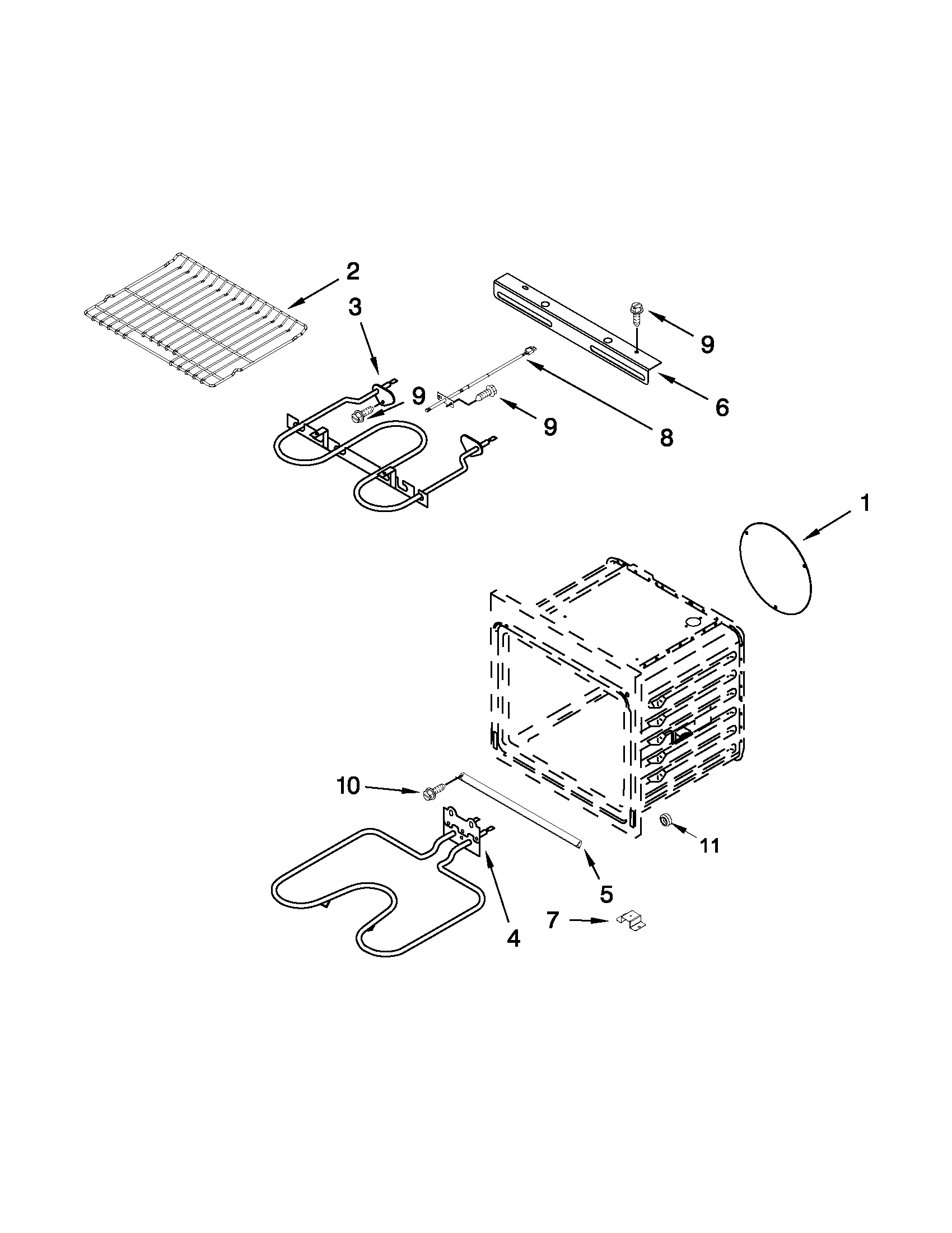 Jenn-Air JJW2527WS01 internal oven parts diagram