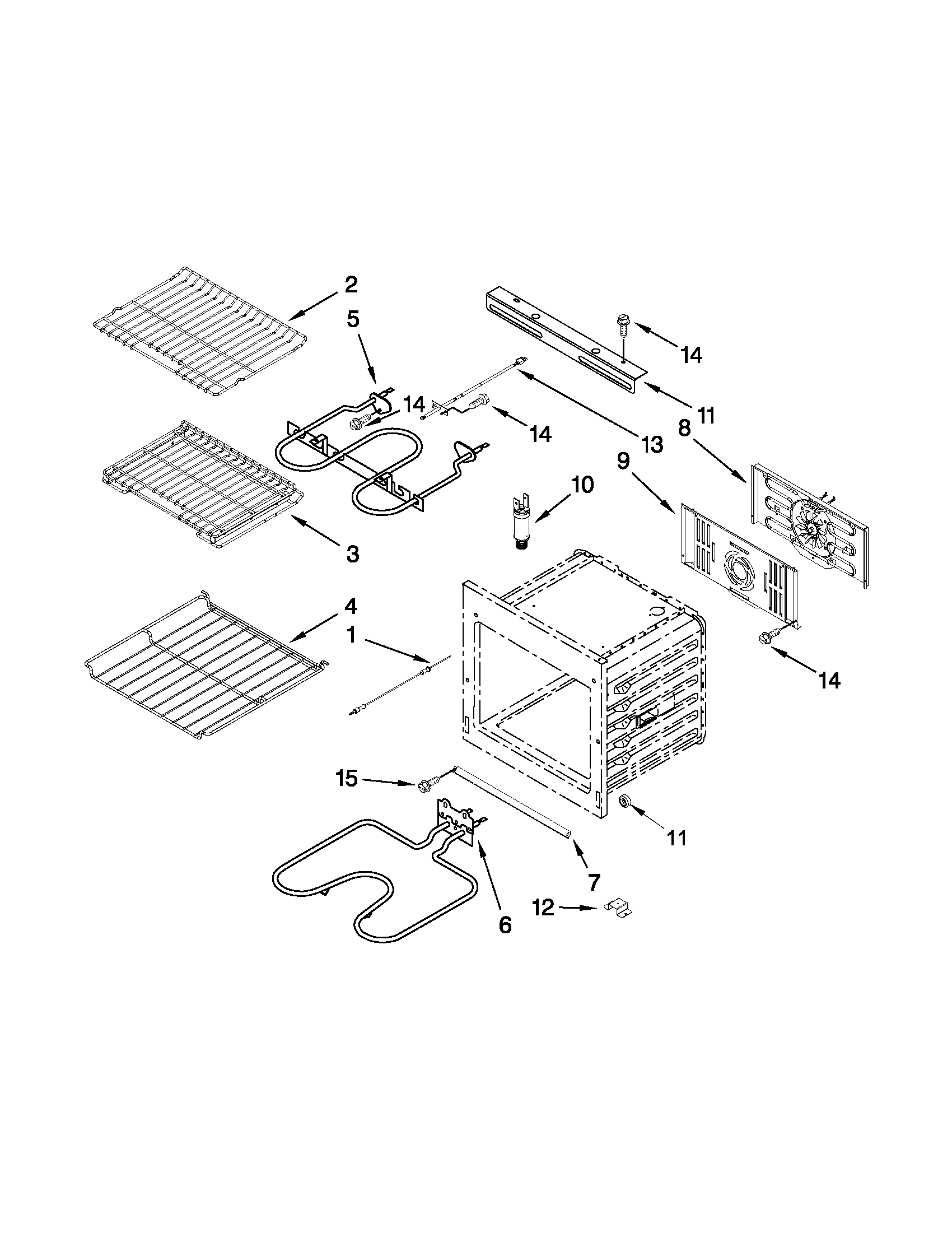 Jenn-Air JJW2827WS02 internal oven parts diagram