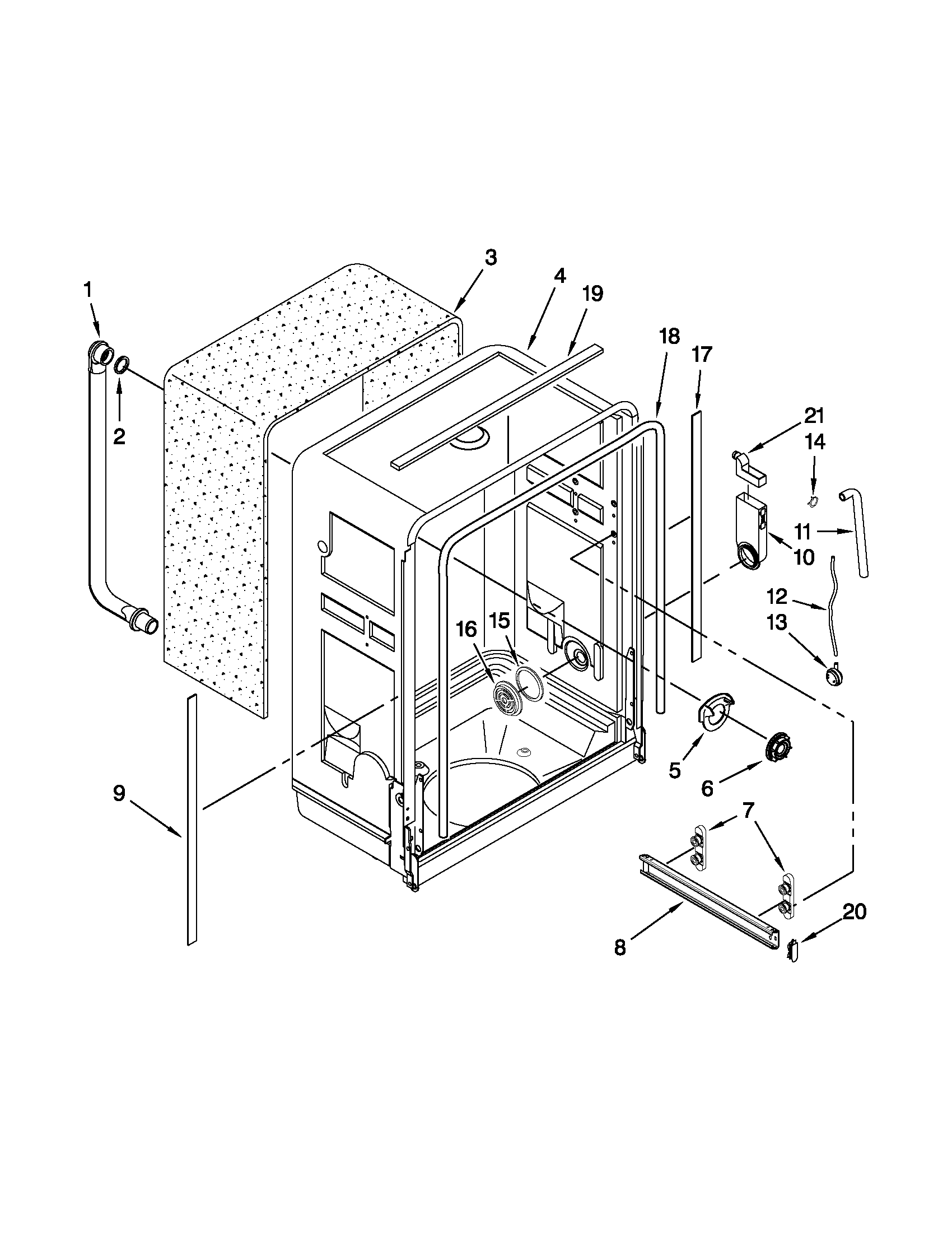 Whirlpool WDF550SAAB0 tub parts diagram