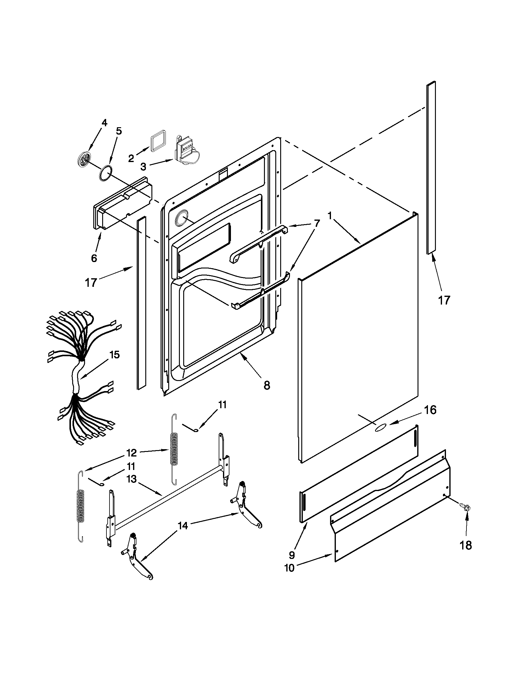 Whirlpool WDF550SAAB0 door and toe panel parts diagram