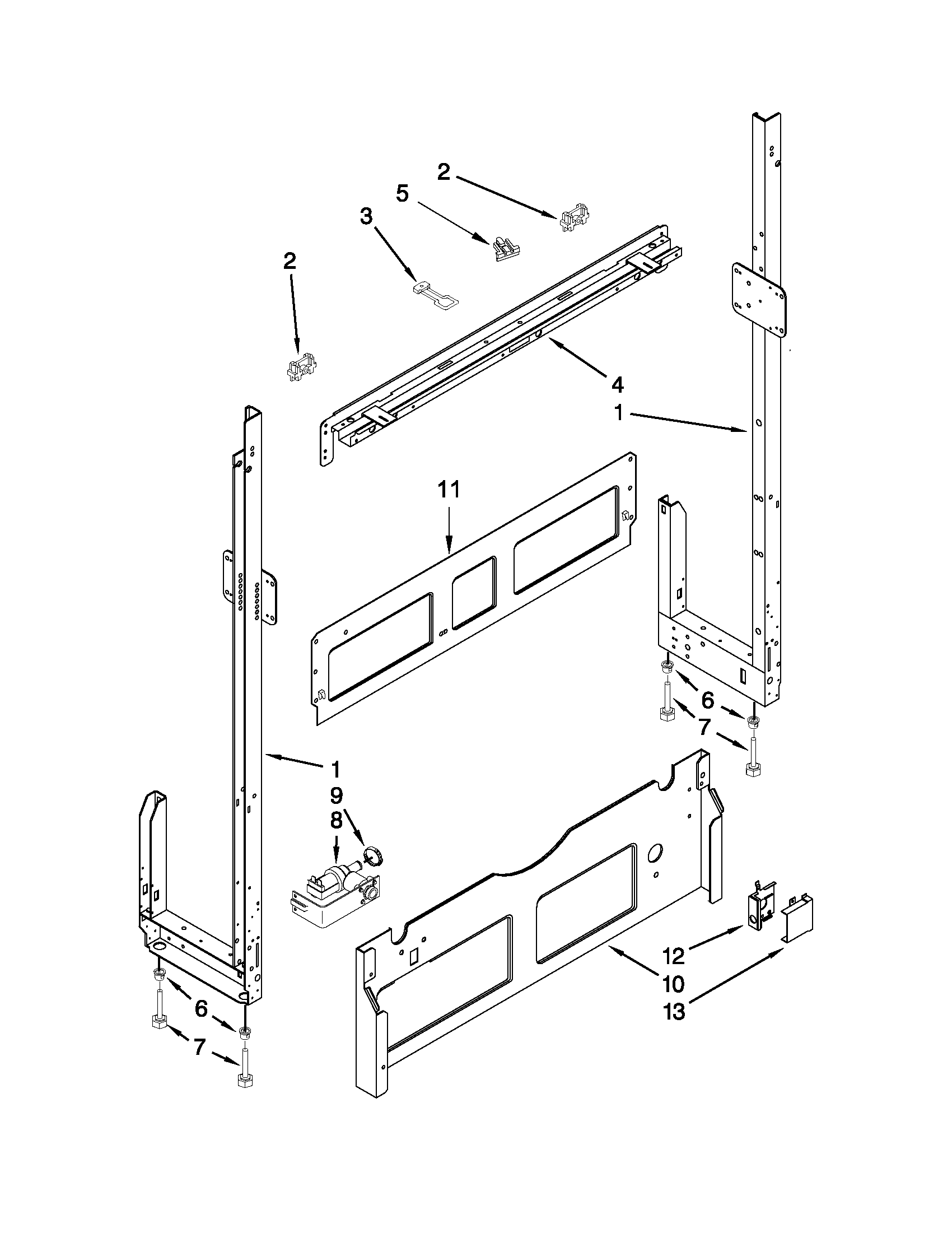 Whirlpool WDF550SAAB0 frame parts diagram