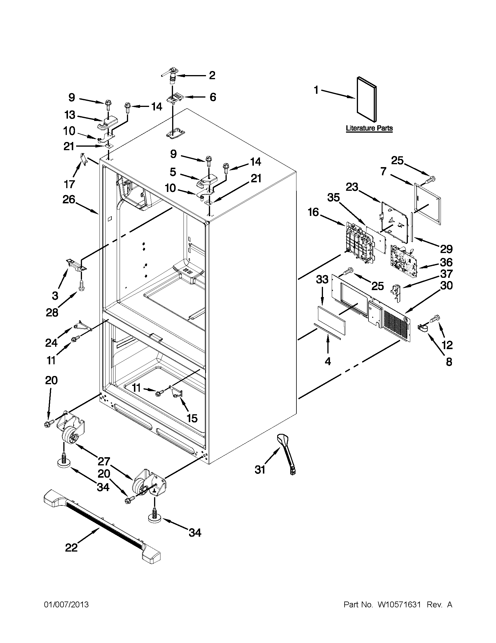 Whirlpool GI6FARXXY08 cabinet parts diagram