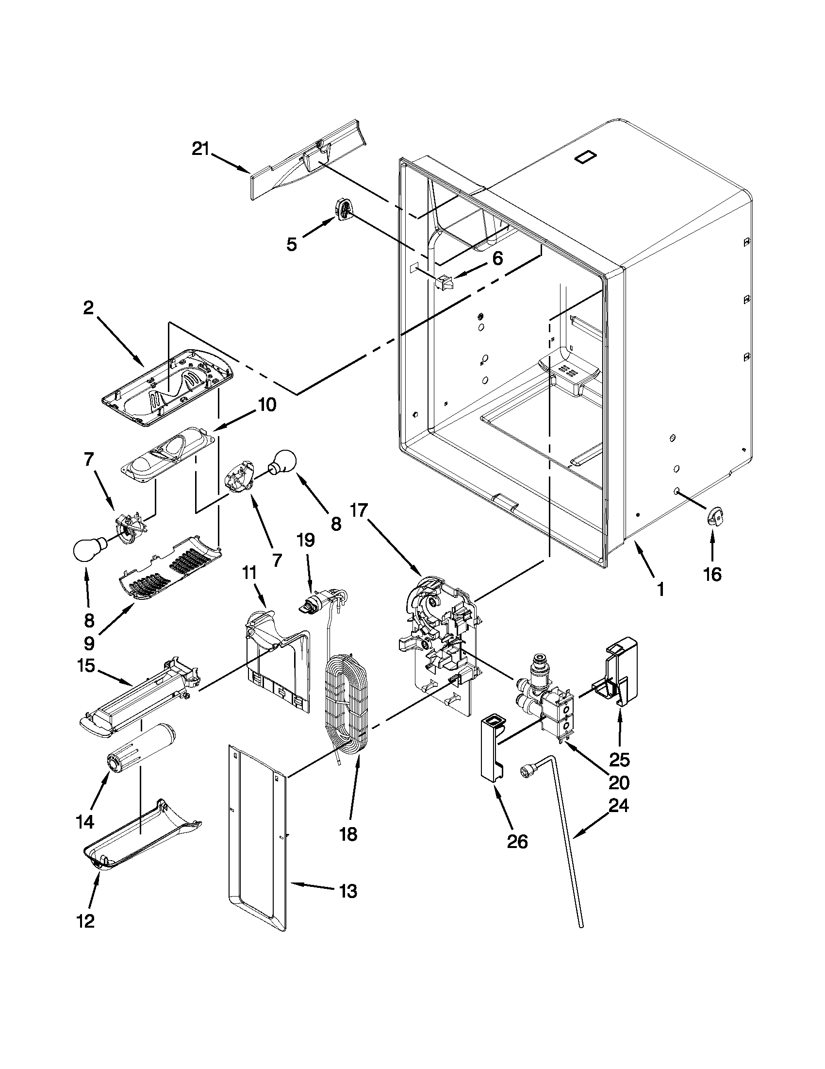 Whirlpool GI6FARXXY08 refrigerator liner parts diagram