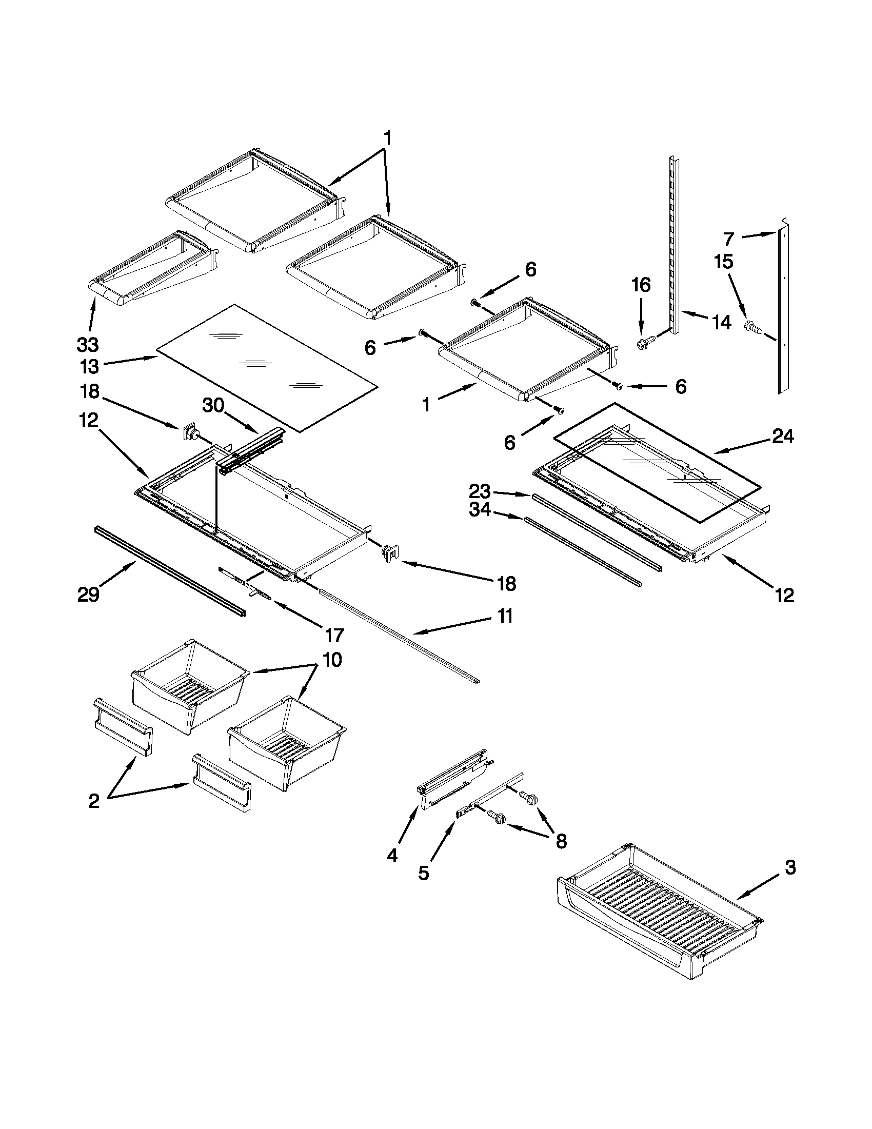 Whirlpool GI6FARXXY08 shelf parts diagram