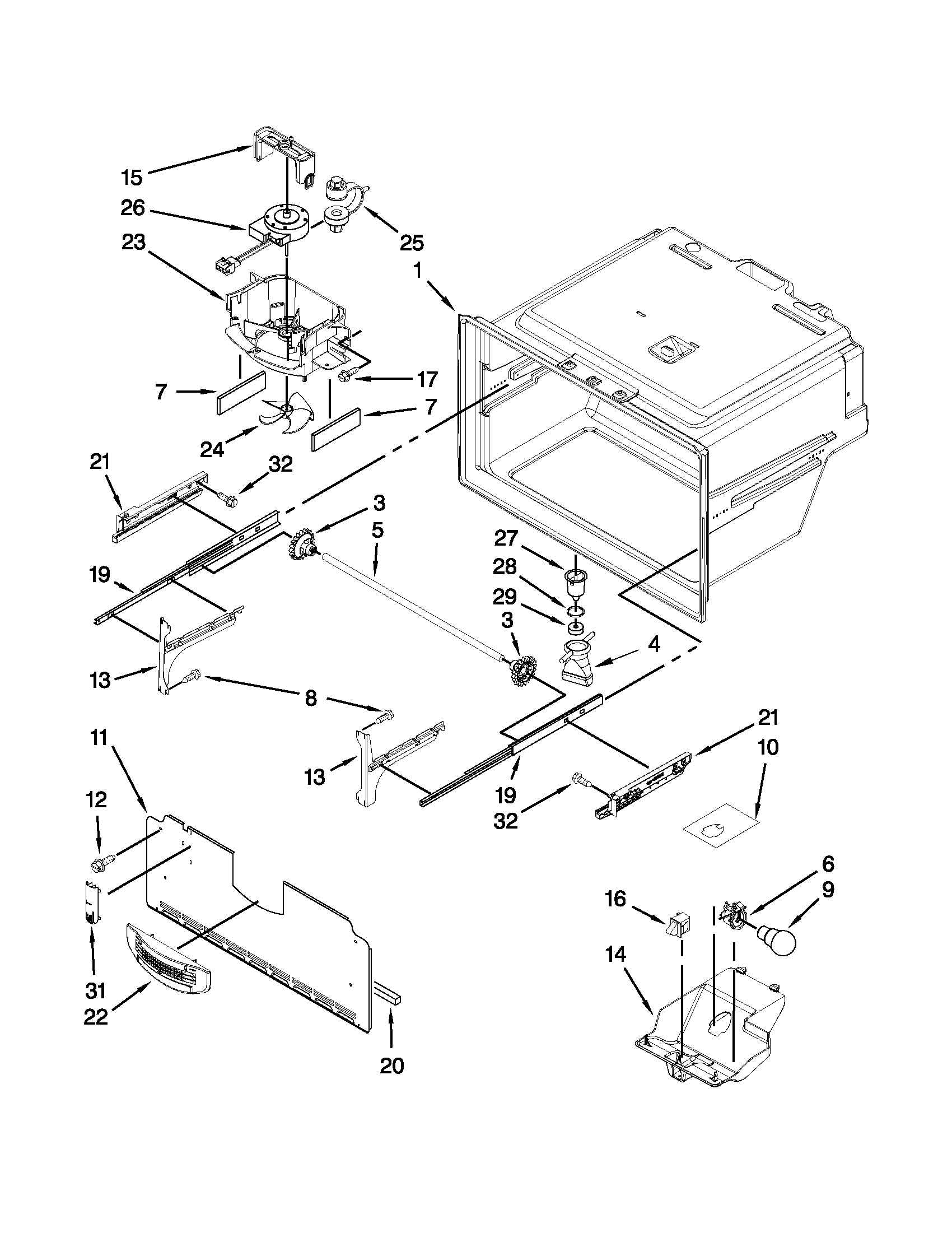 Whirlpool GI6FARXXY08 freezer liner parts diagram