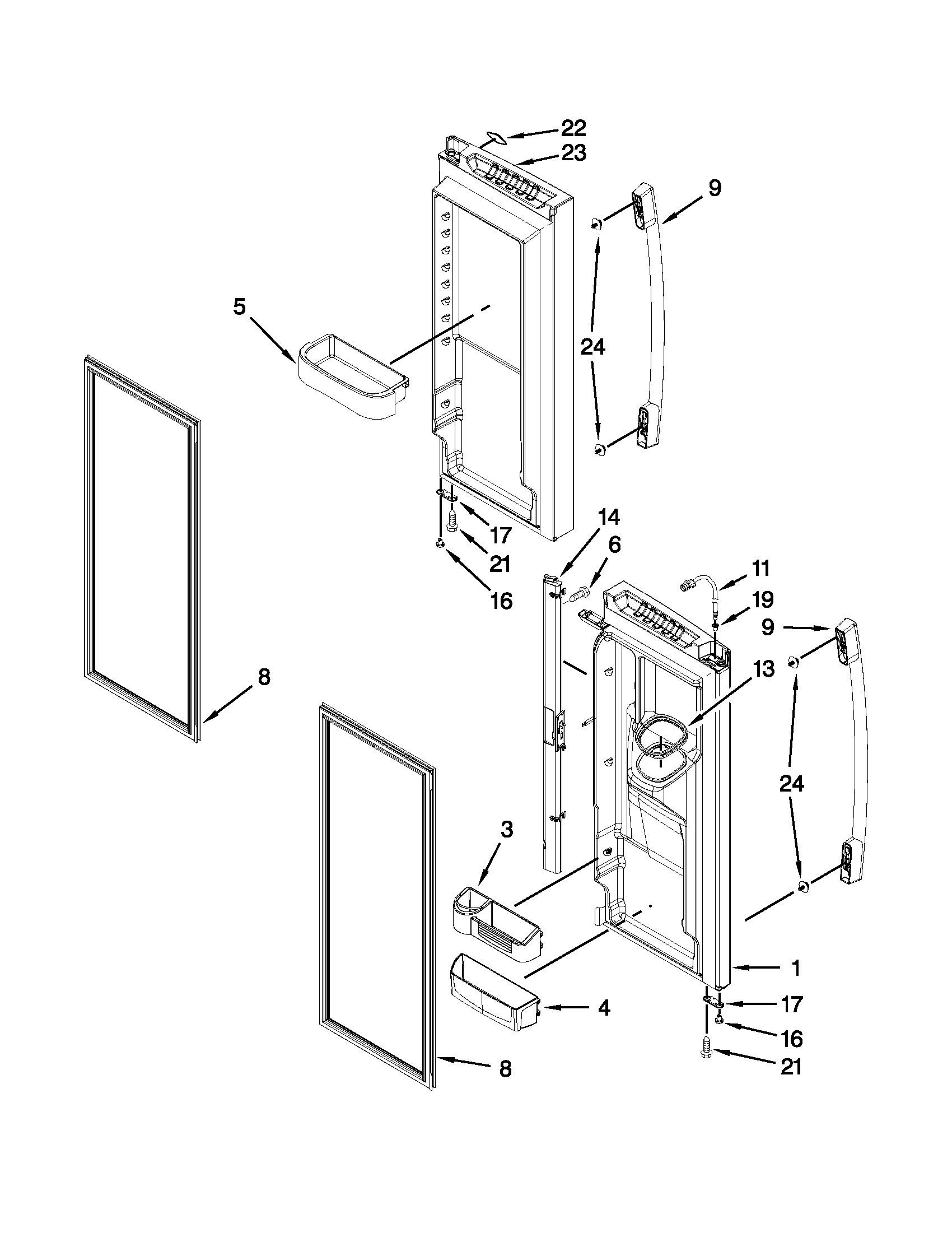 Whirlpool GI6FARXXY08 refrigerator door parts diagram
