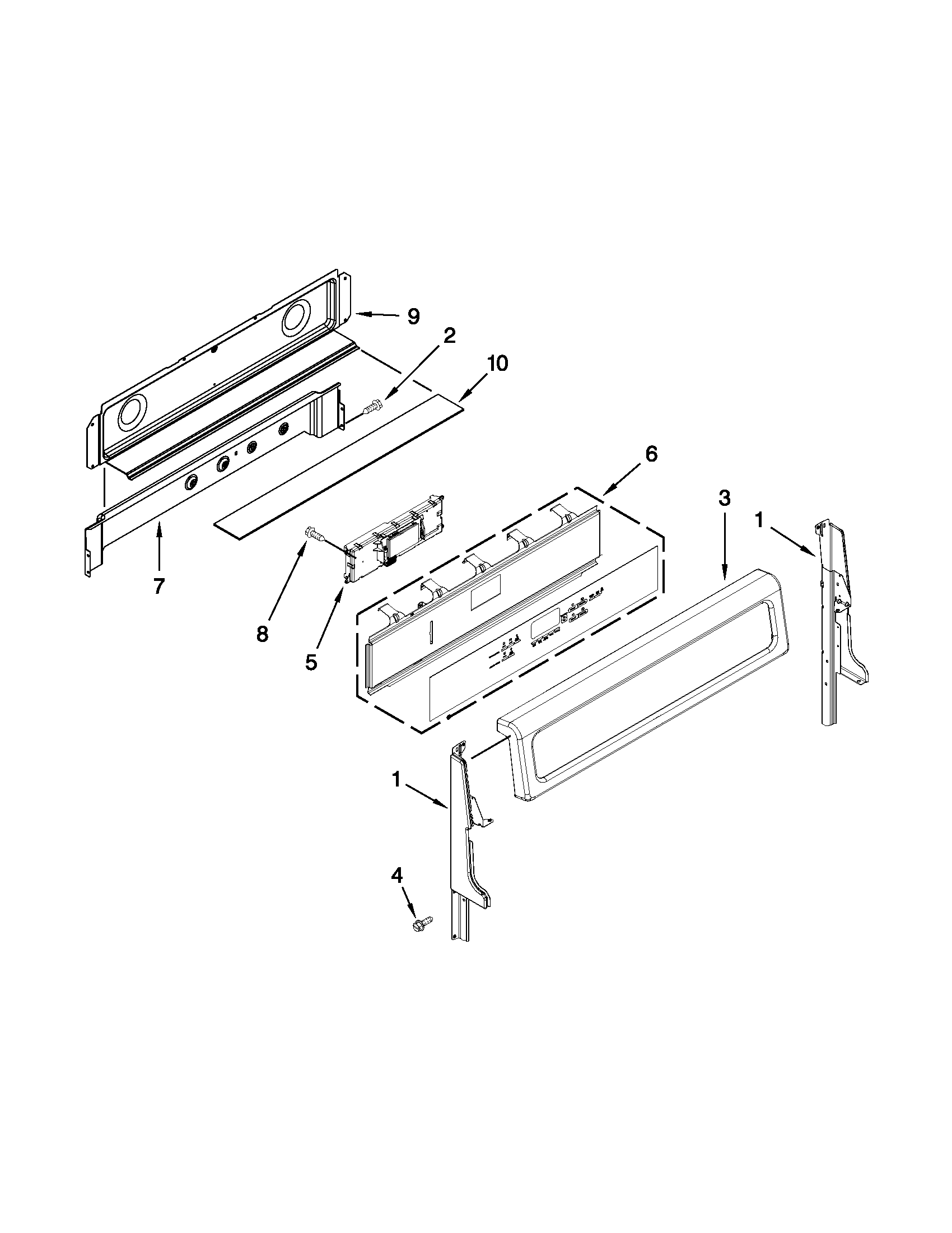 Whirlpool GGG390LXQ05 control panel parts diagram