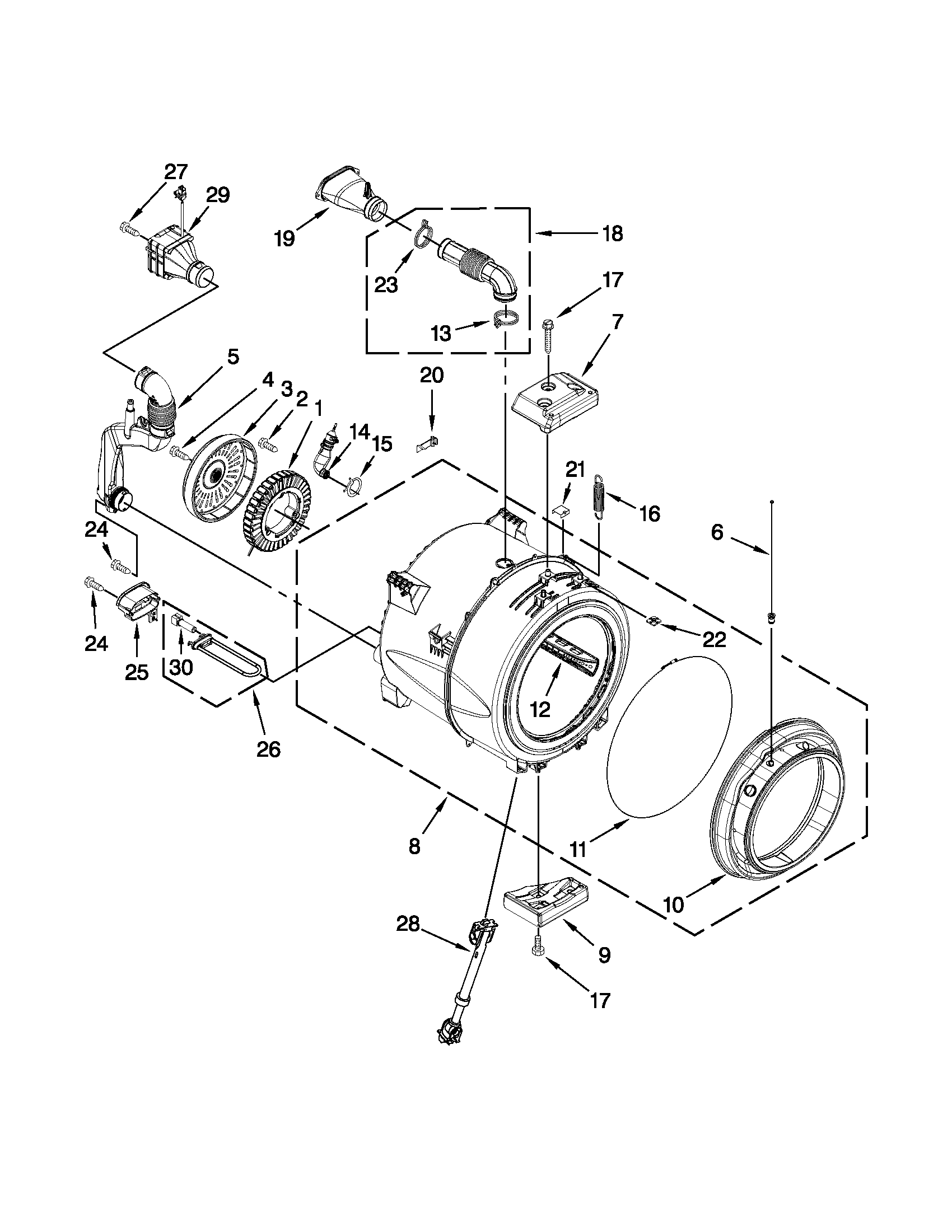 Maytag MHW6000AG0 tub and basket parts diagram