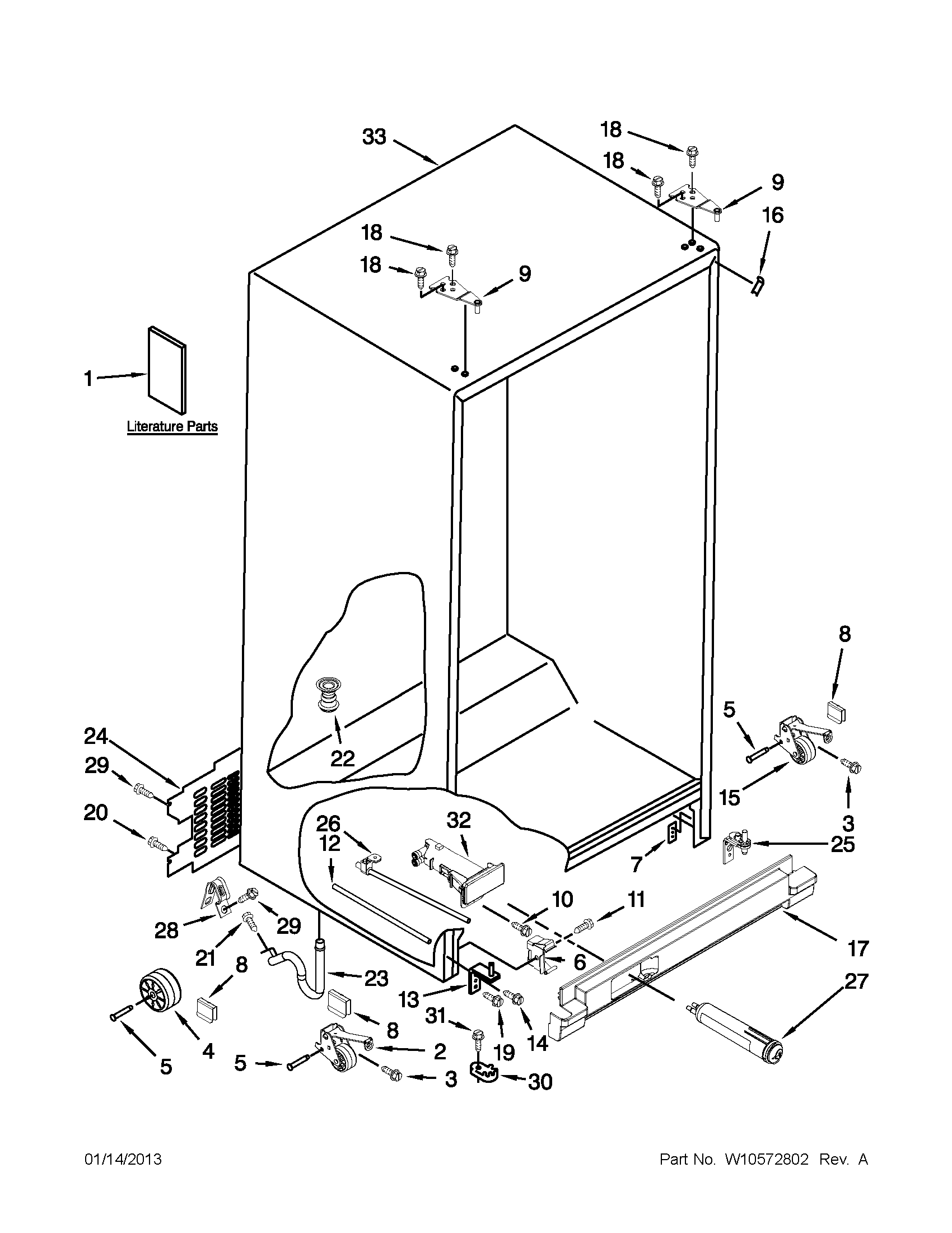 Maytag MSF22D4XAB00 cabinet parts diagram