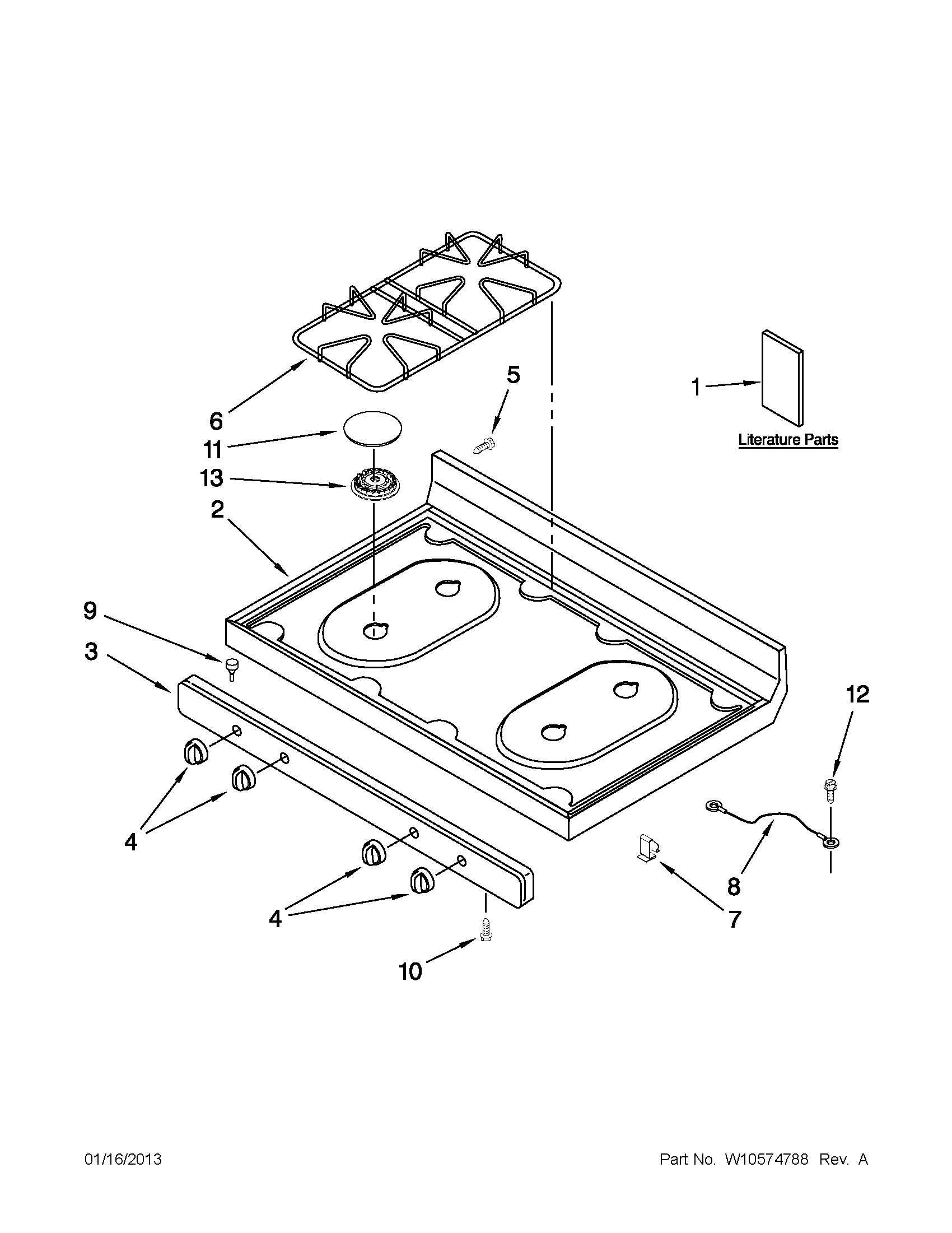 Amana AGR4433XDW1 cooktop parts diagram