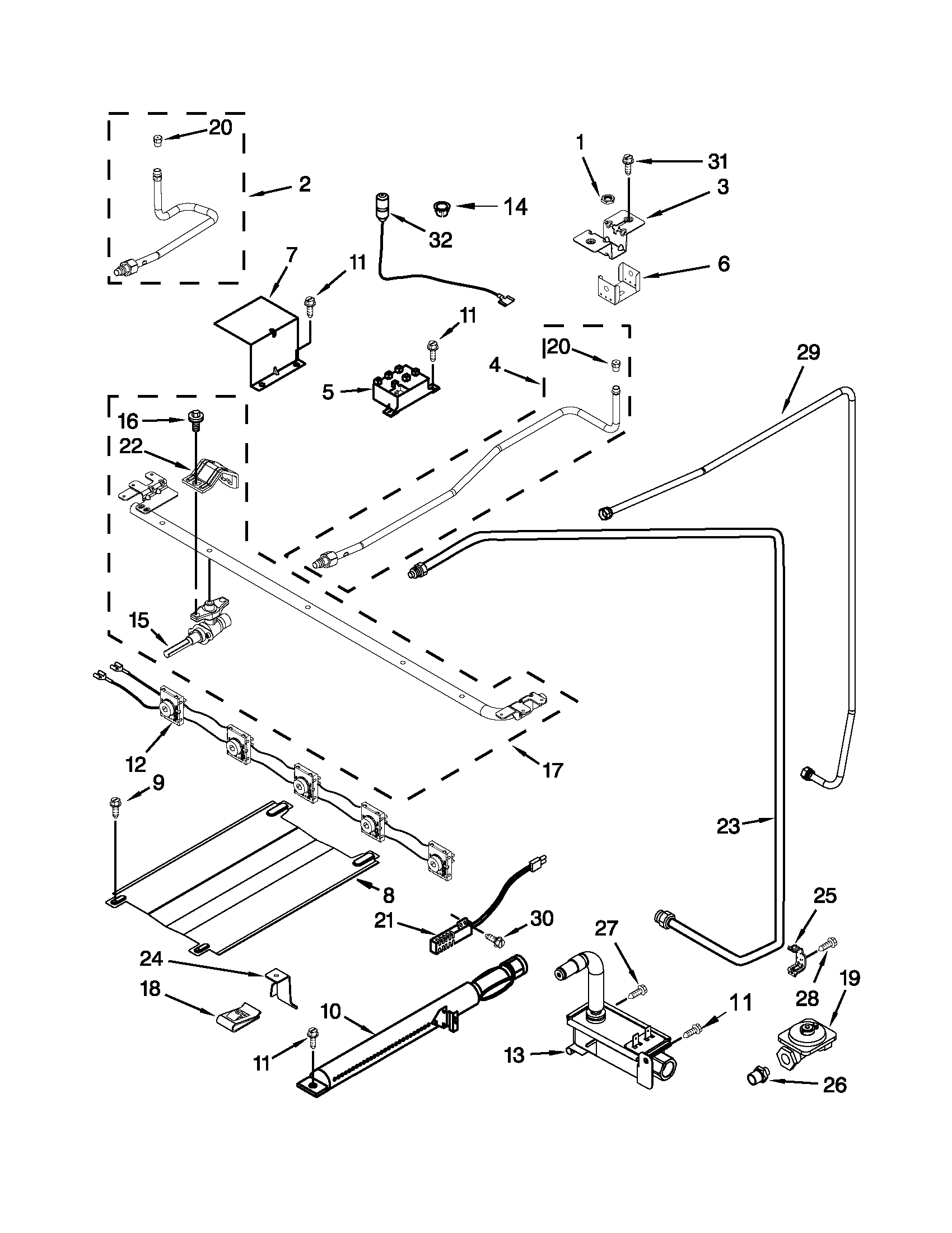 Amana AGR4433XDW1 manifold parts diagram