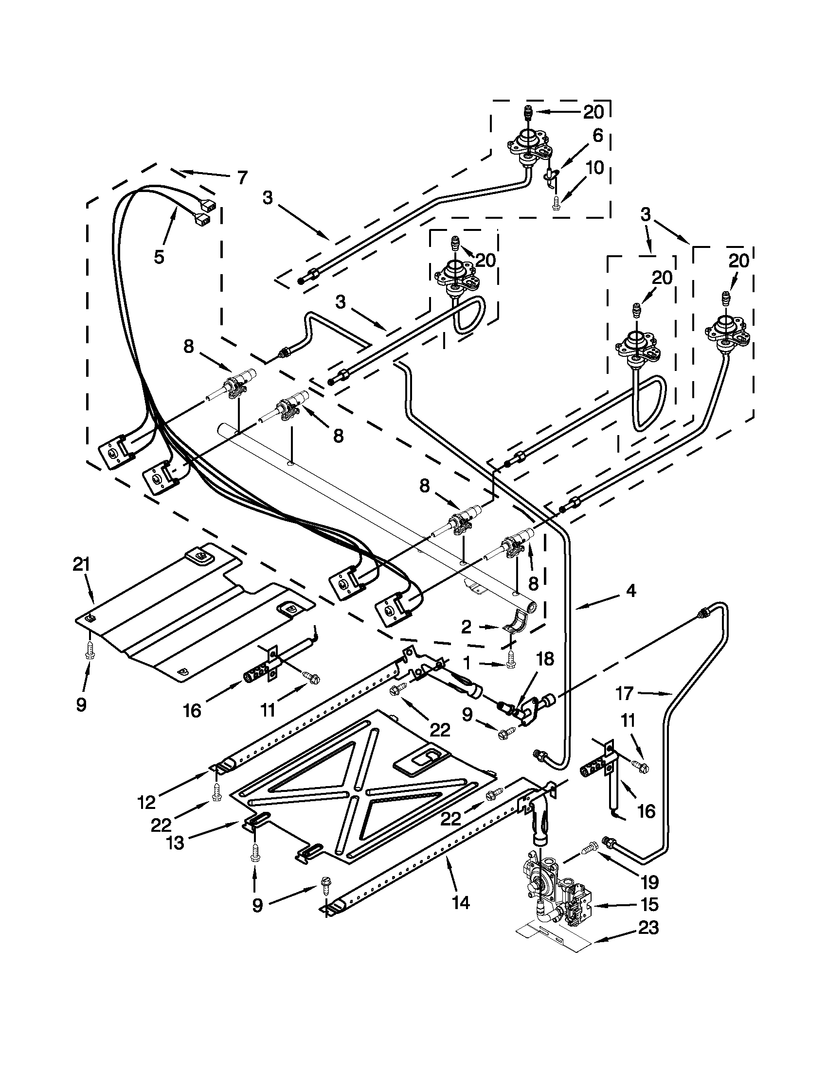 Amana AGR5844VDS5 manifold parts diagram