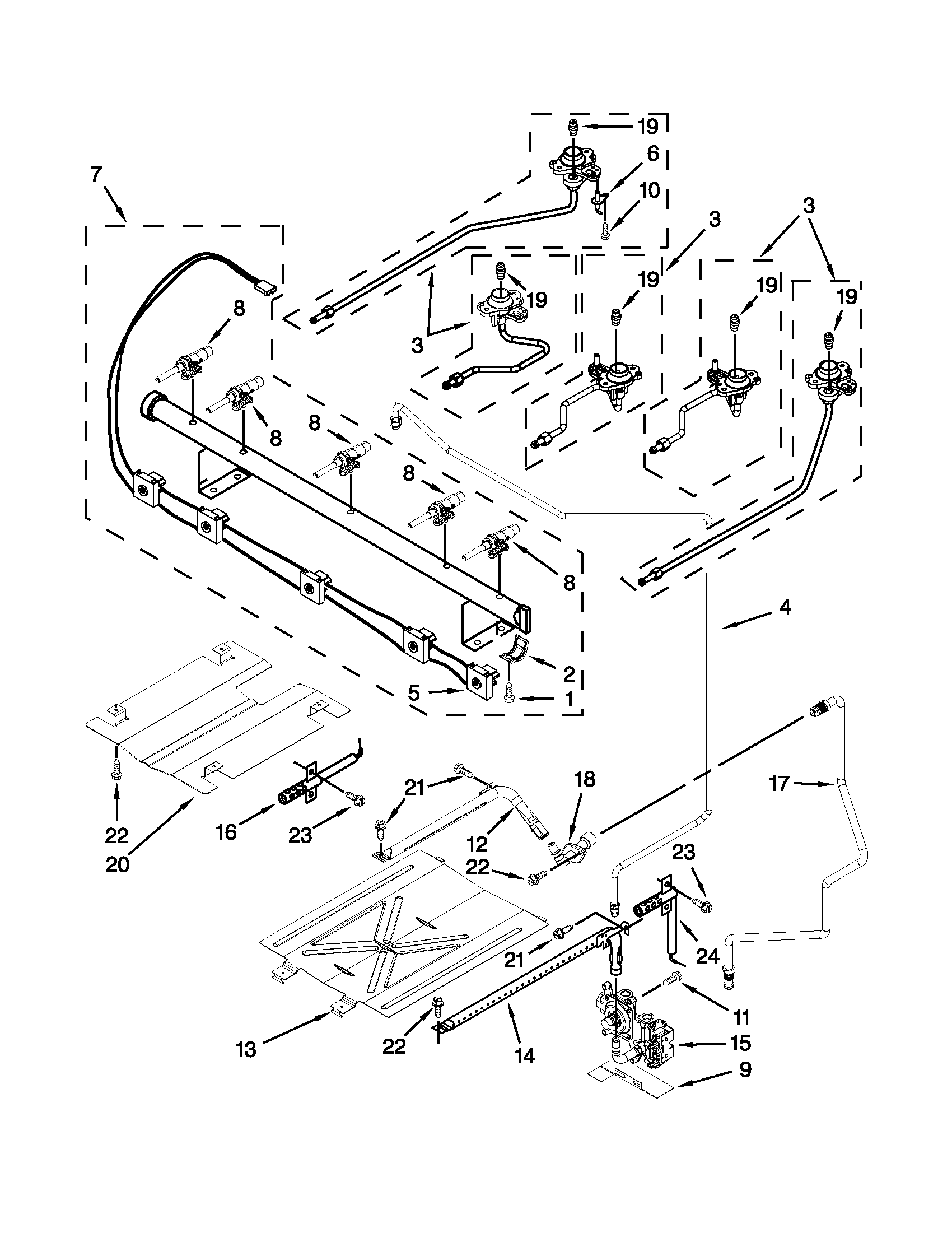 Whirlpool WFG524SLAW1 manifold parts diagram
