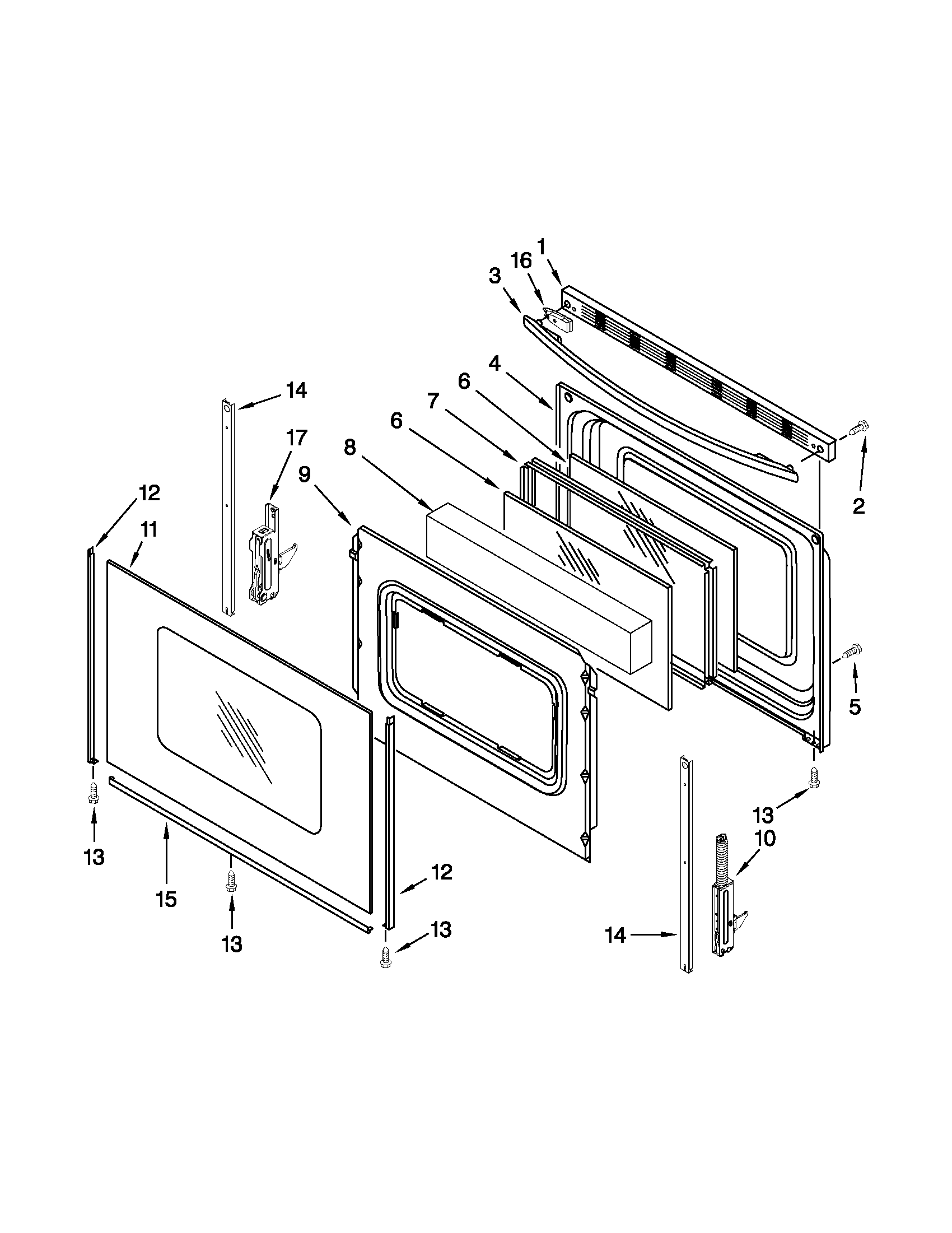 Whirlpool WFG524SLAW1 door parts diagram