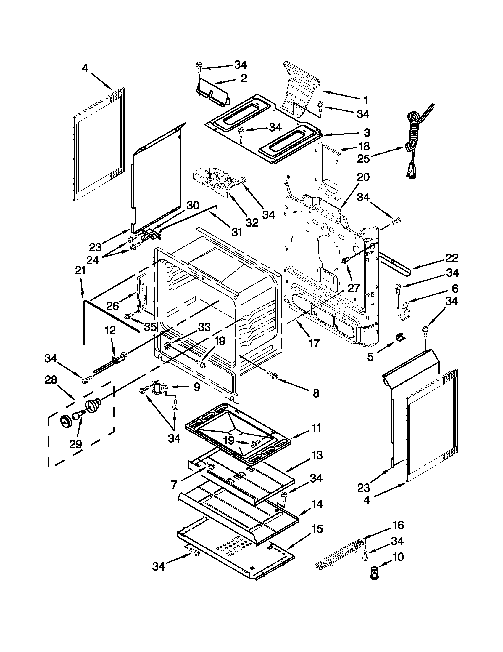 Whirlpool WFG524SLAW1 chassis parts diagram