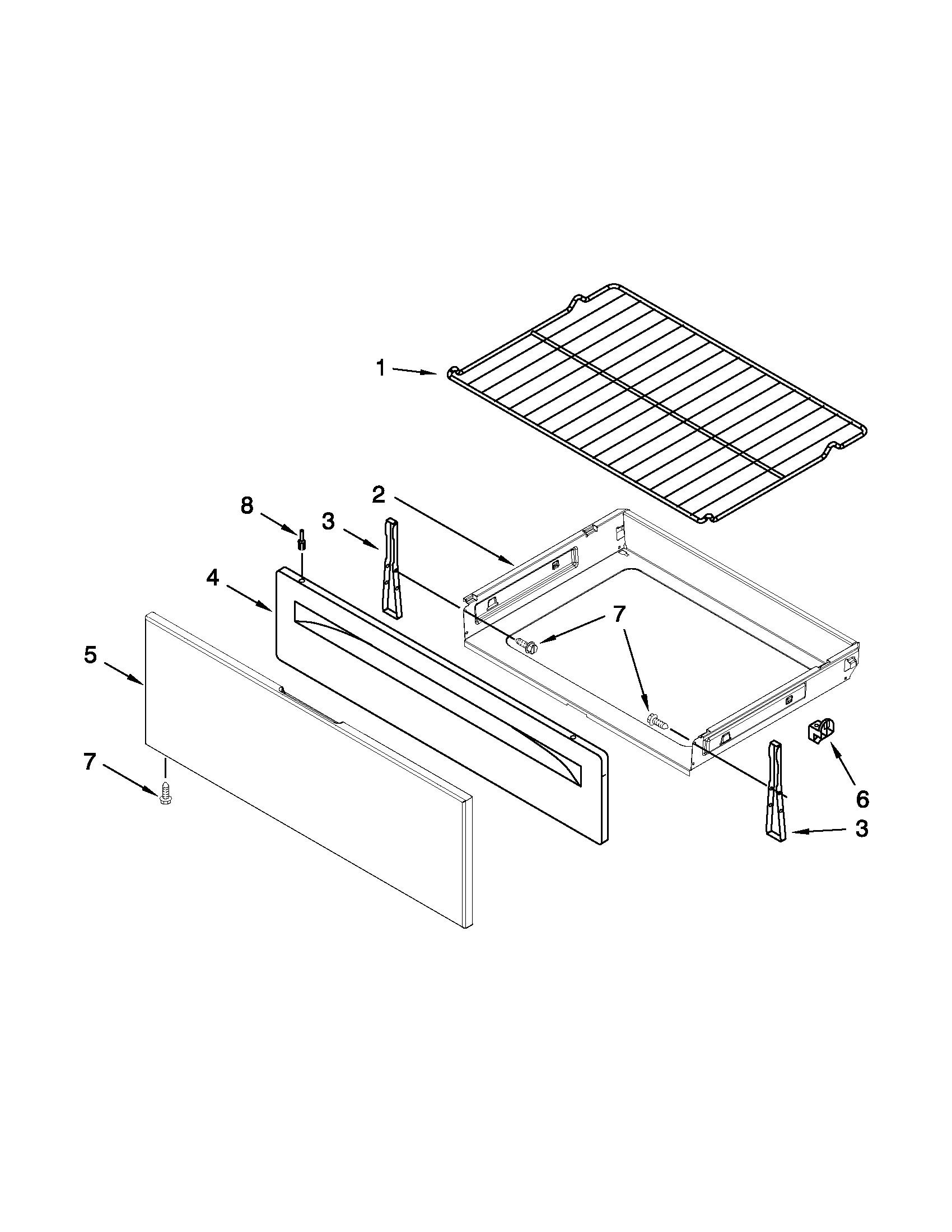 Whirlpool WFG524SLAW1 drawer & broiler parts diagram