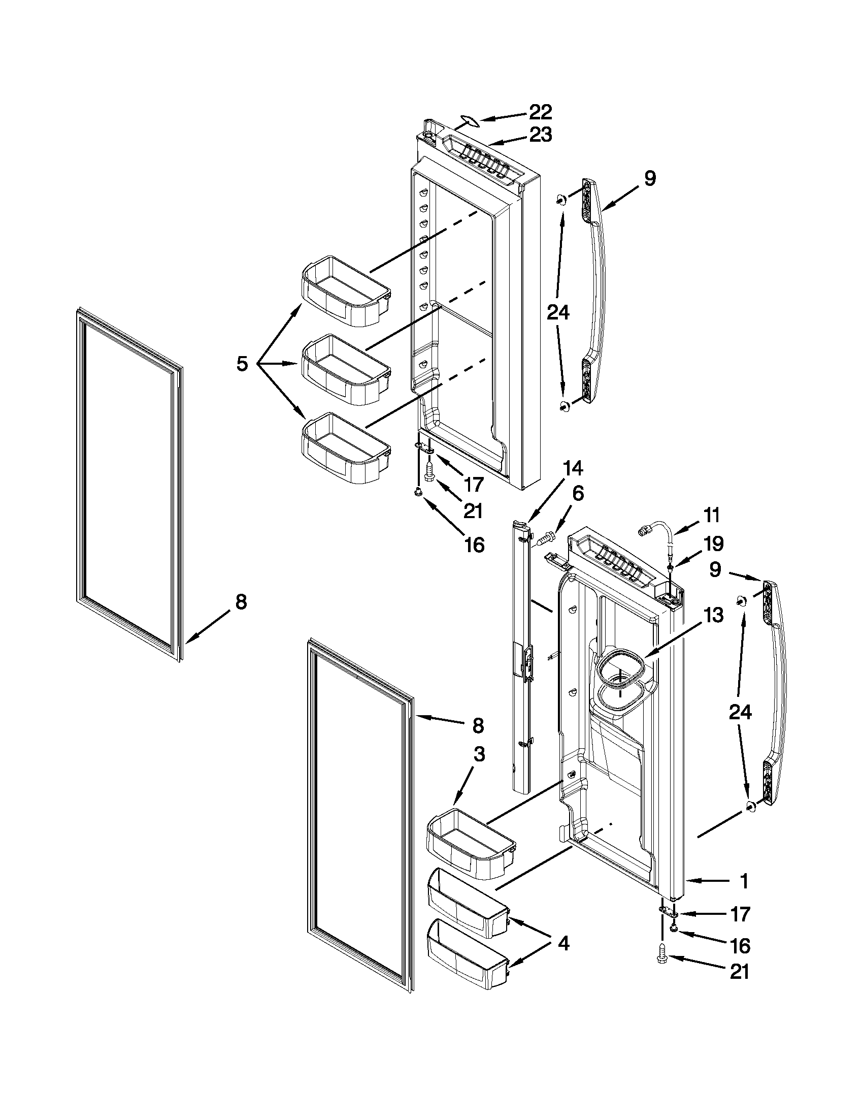 Maytag MFI2665XEM8 refrigerator door parts diagram