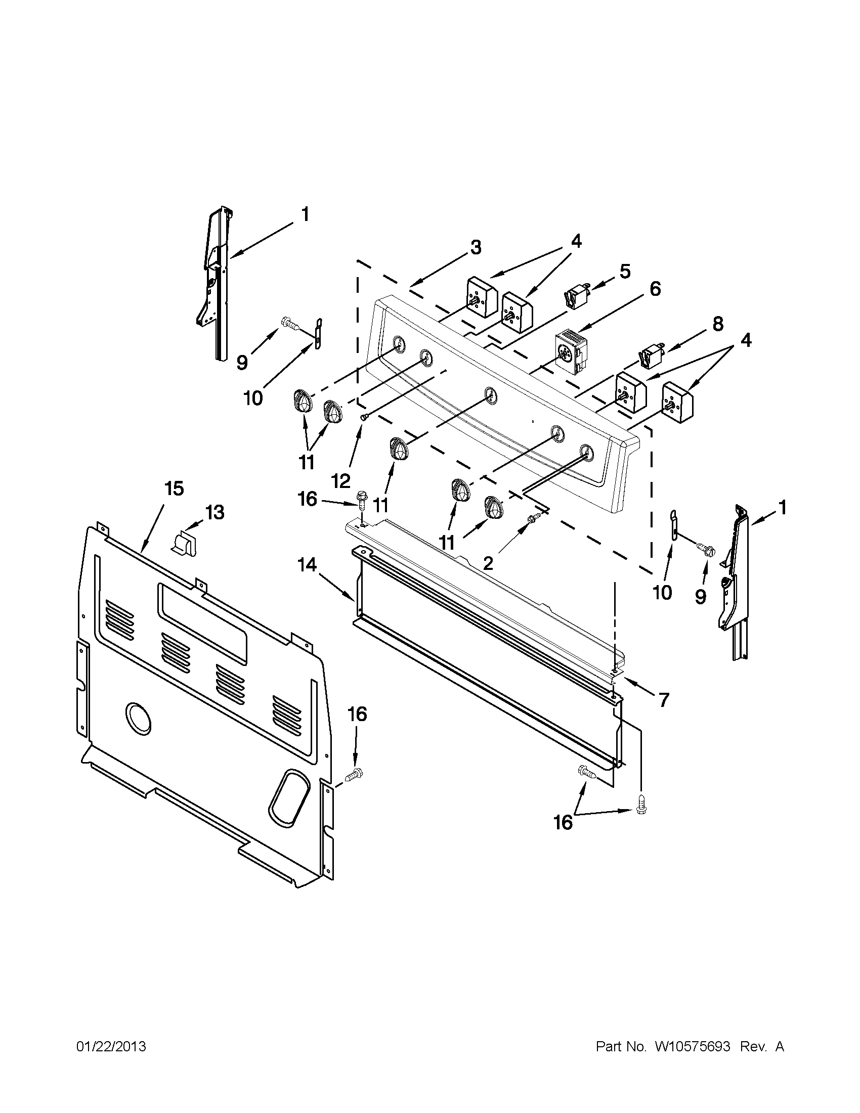 Amana YACR3230BCW0 control panel parts diagram