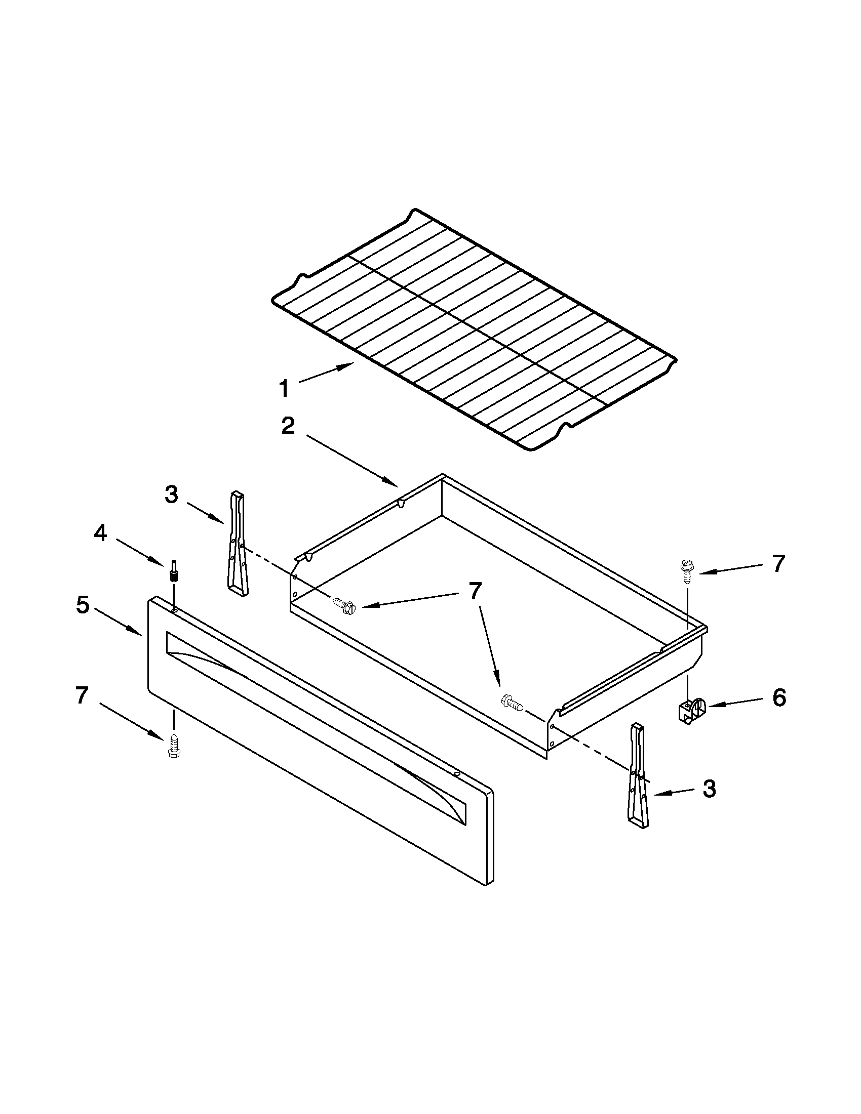 Amana YACR3230BCW0 drawer & broiler parts diagram