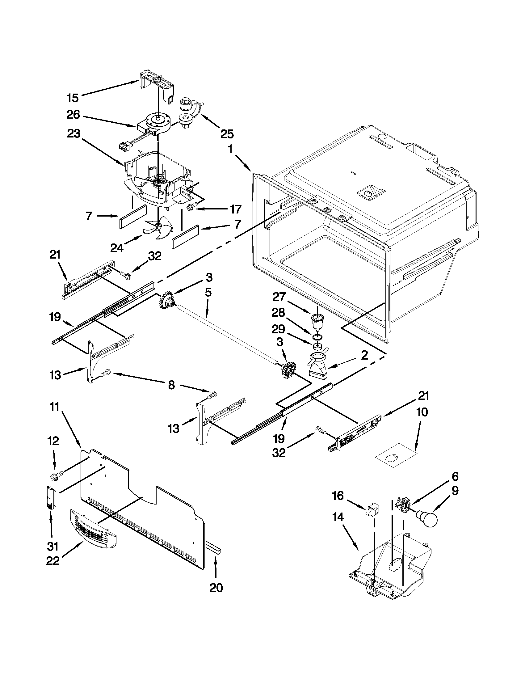 Maytag MFI2670XEW9 freezer liner parts diagram