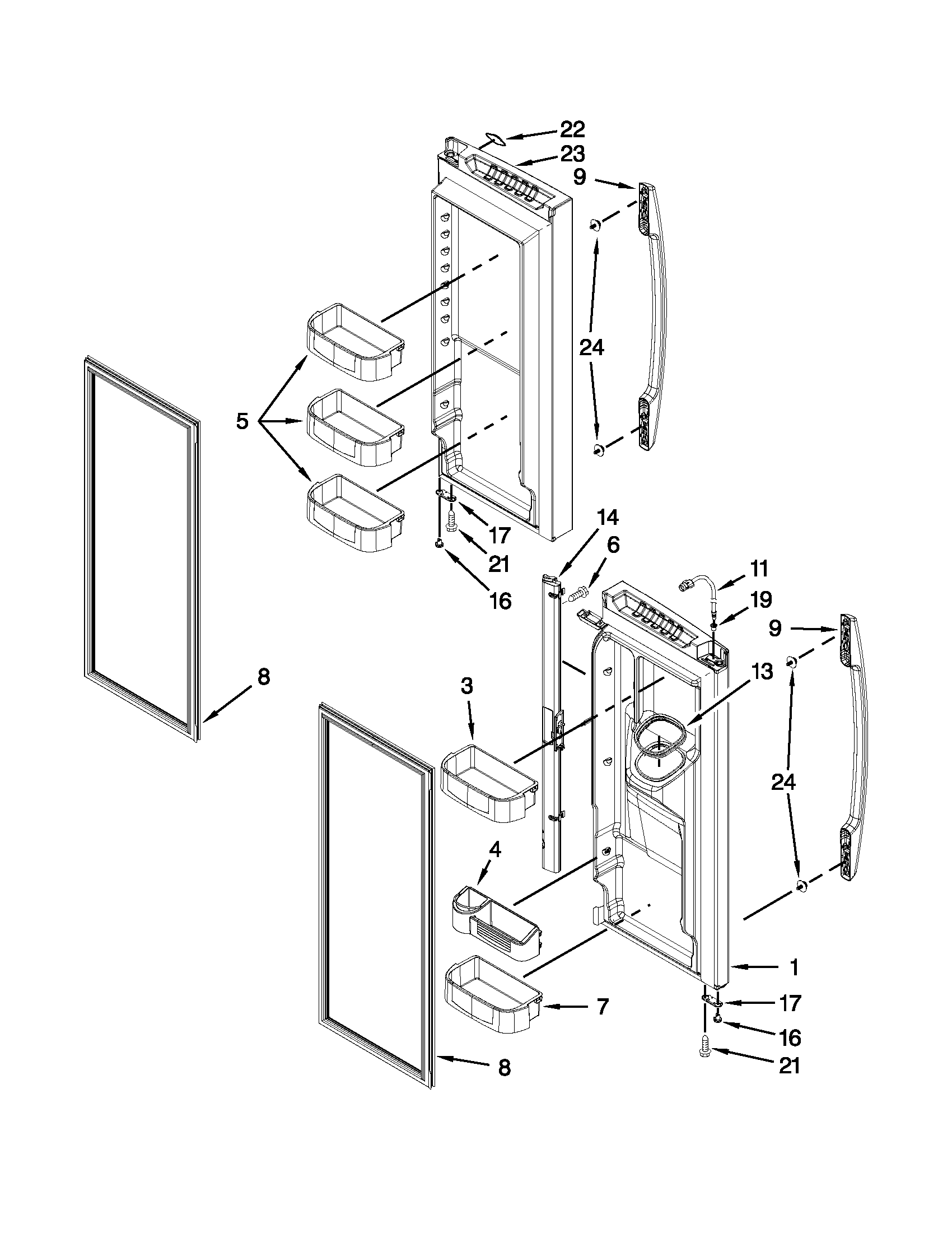 Maytag MFI2670XEW9 refrigerator door parts diagram