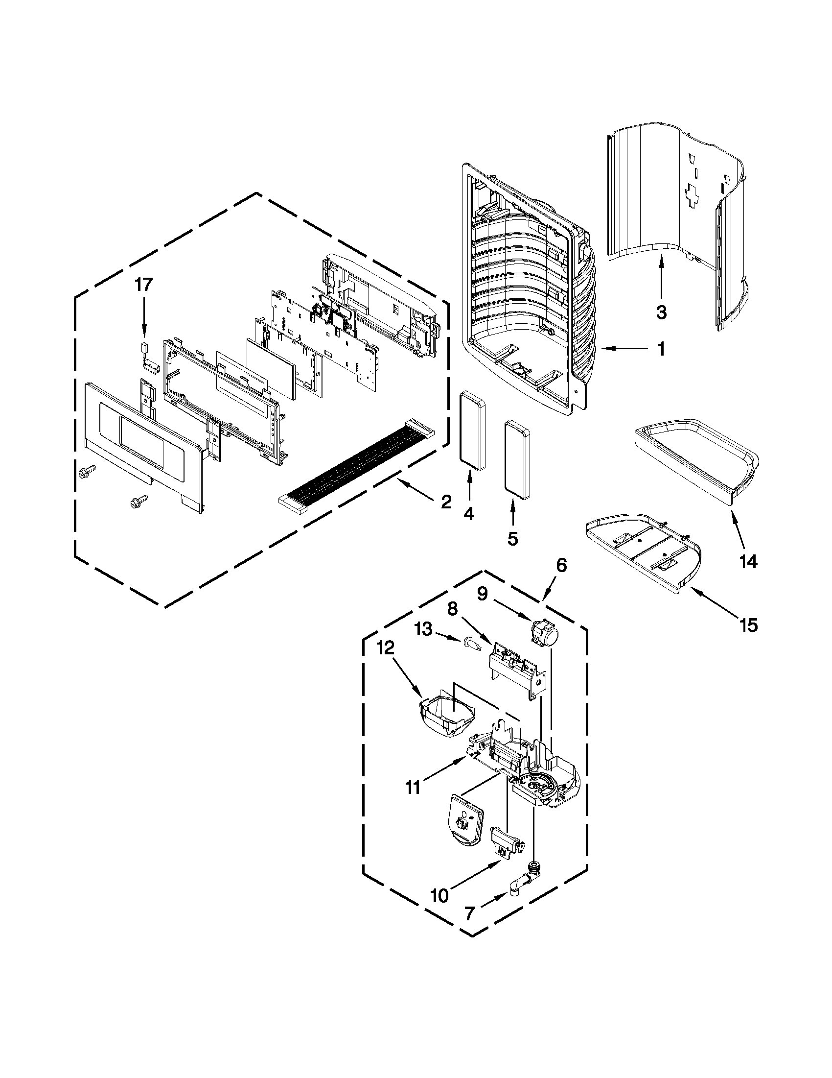 Maytag MFI2670XEW9 dispenser front parts diagram