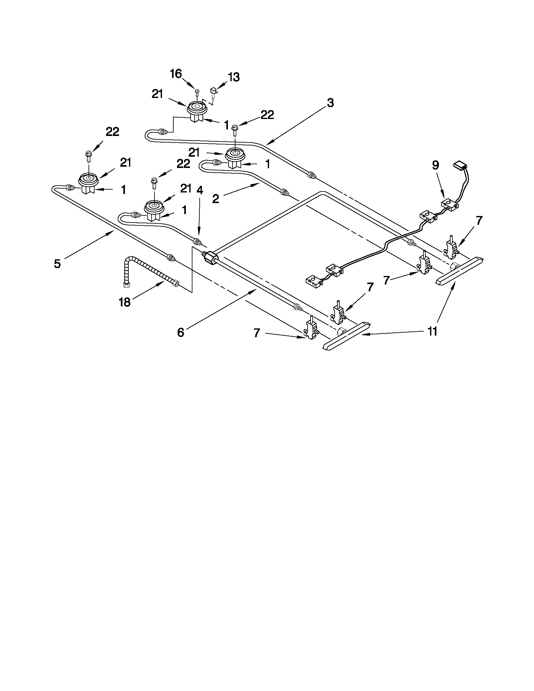 KitchenAid YKGST307HW0 cooktop burner parts diagram