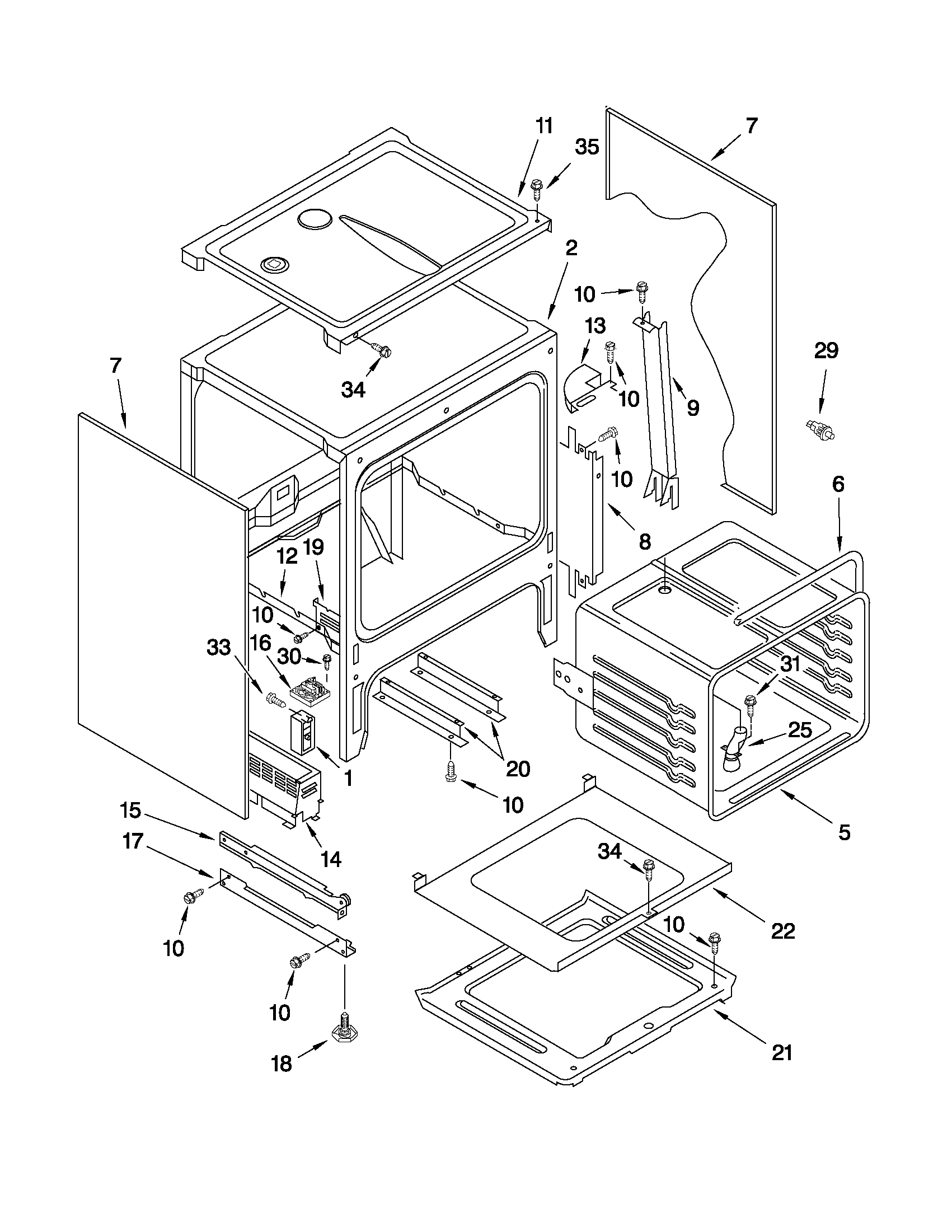 KitchenAid YKGST307HW0 oven chassis parts diagram