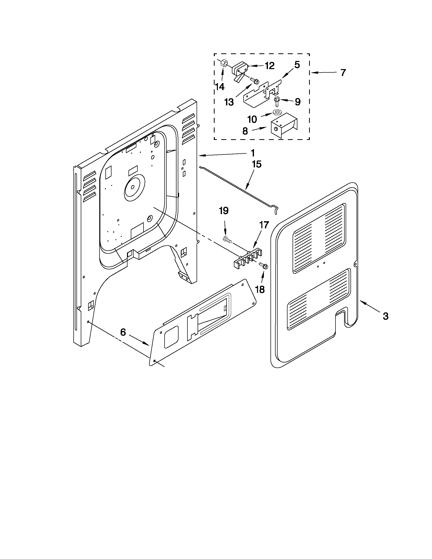 KitchenAid YKGST307HW0 rear chassis parts diagram