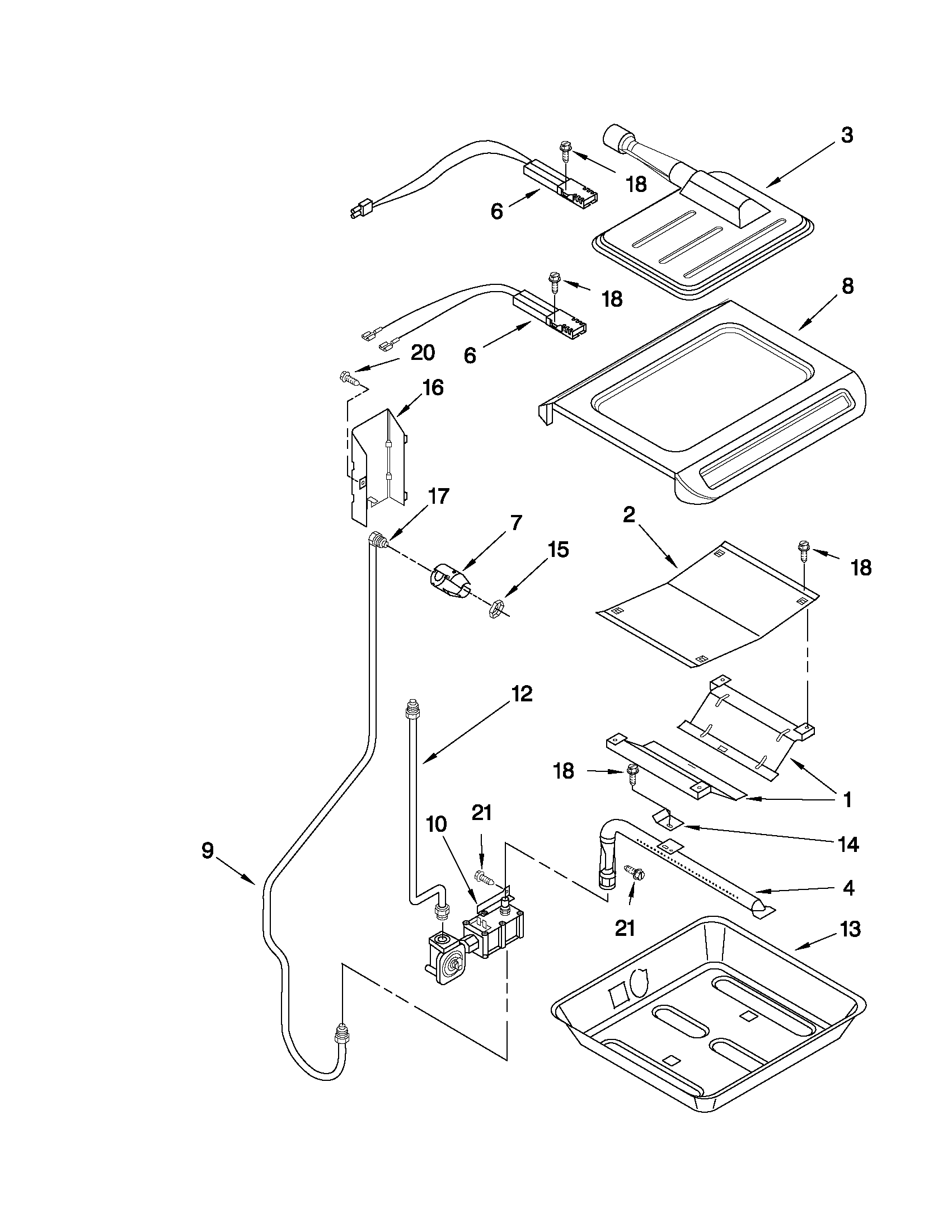 KitchenAid YKGST307HB4 broiler & oven burner parts diagram