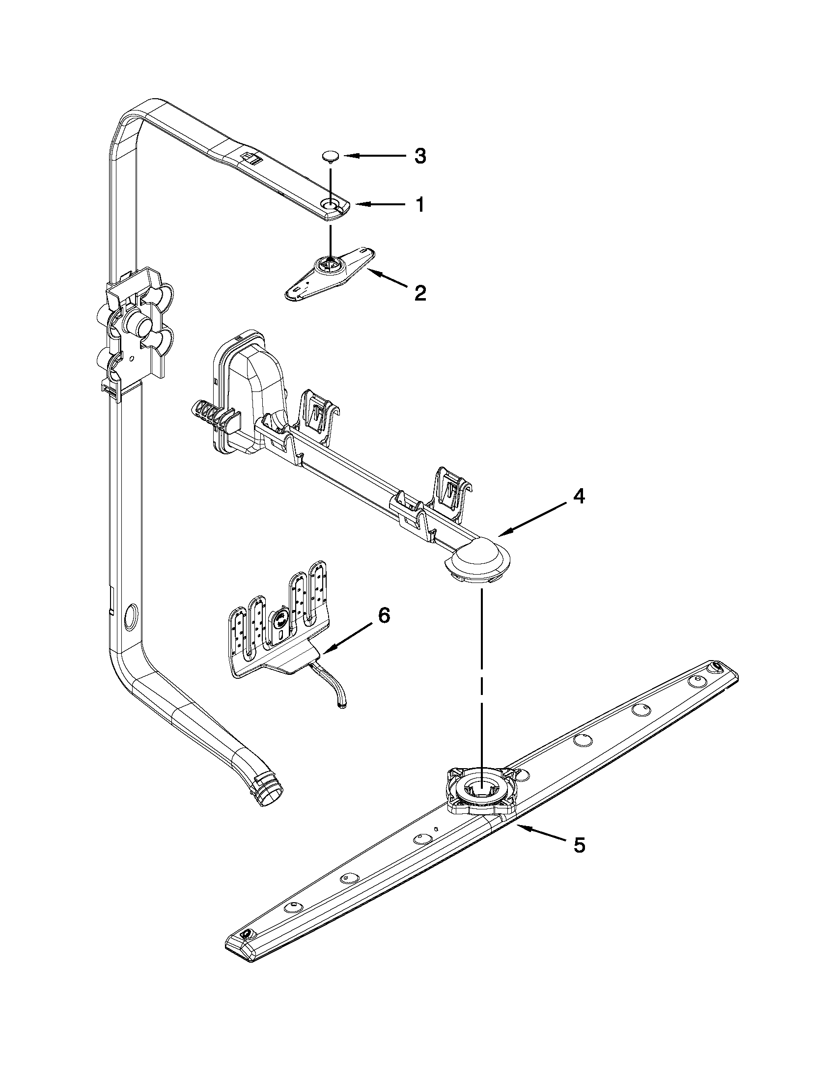 Whirlpool WDF730PAYB4 upper wash and rinse parts diagram